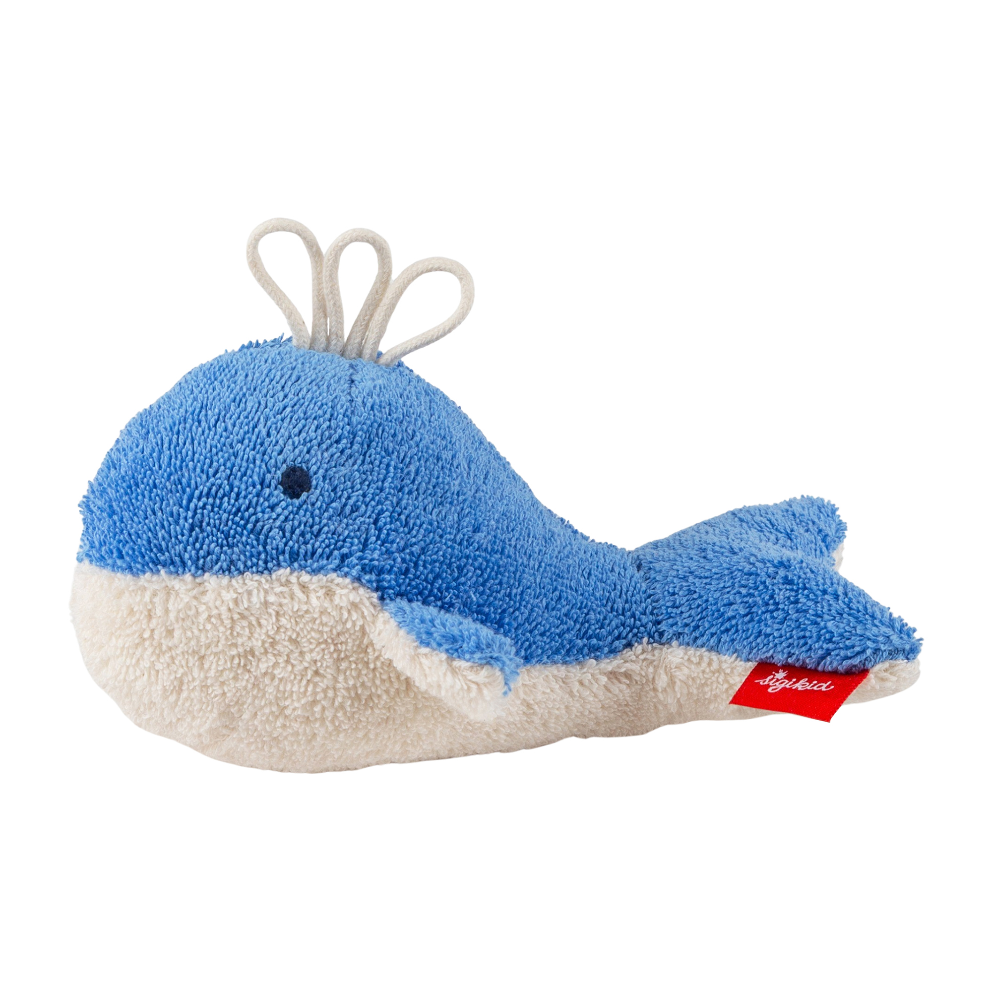 Baby squeaker soft toy whale, terry cotton