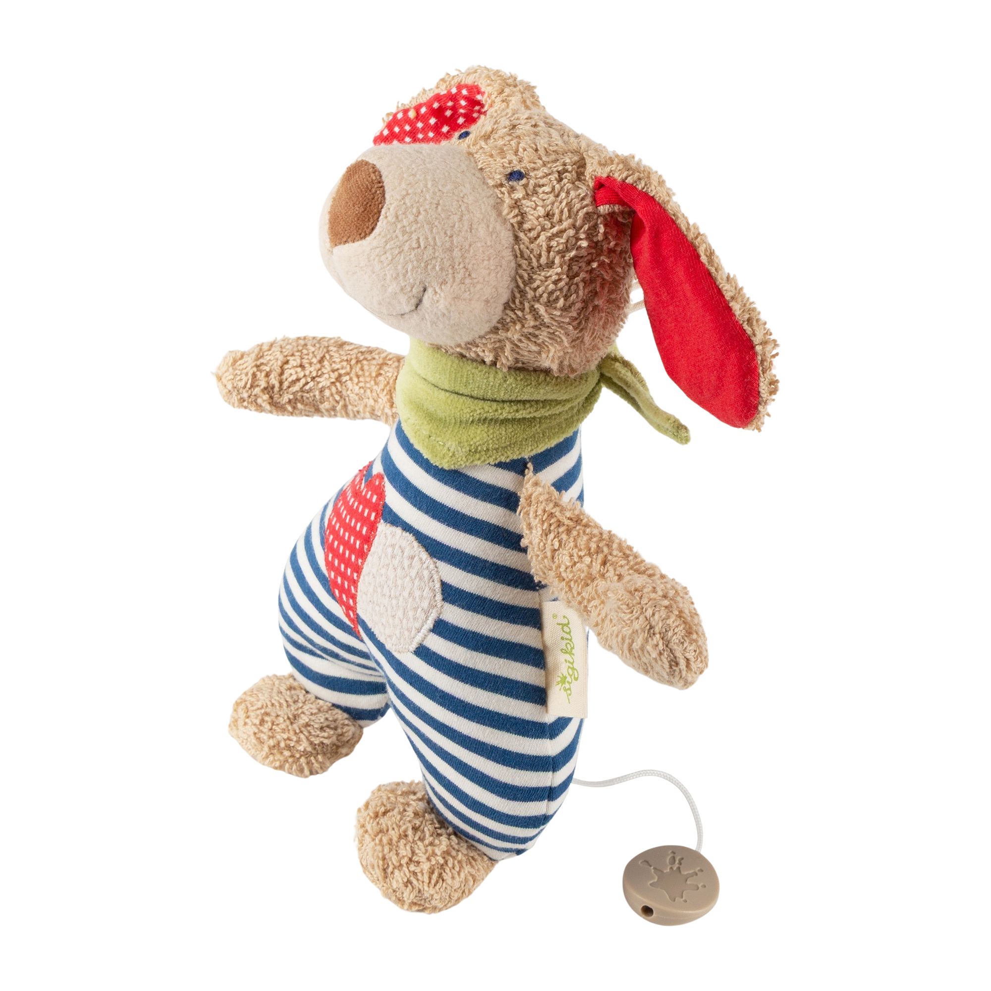 Organic musical baby soft toy dog, Green