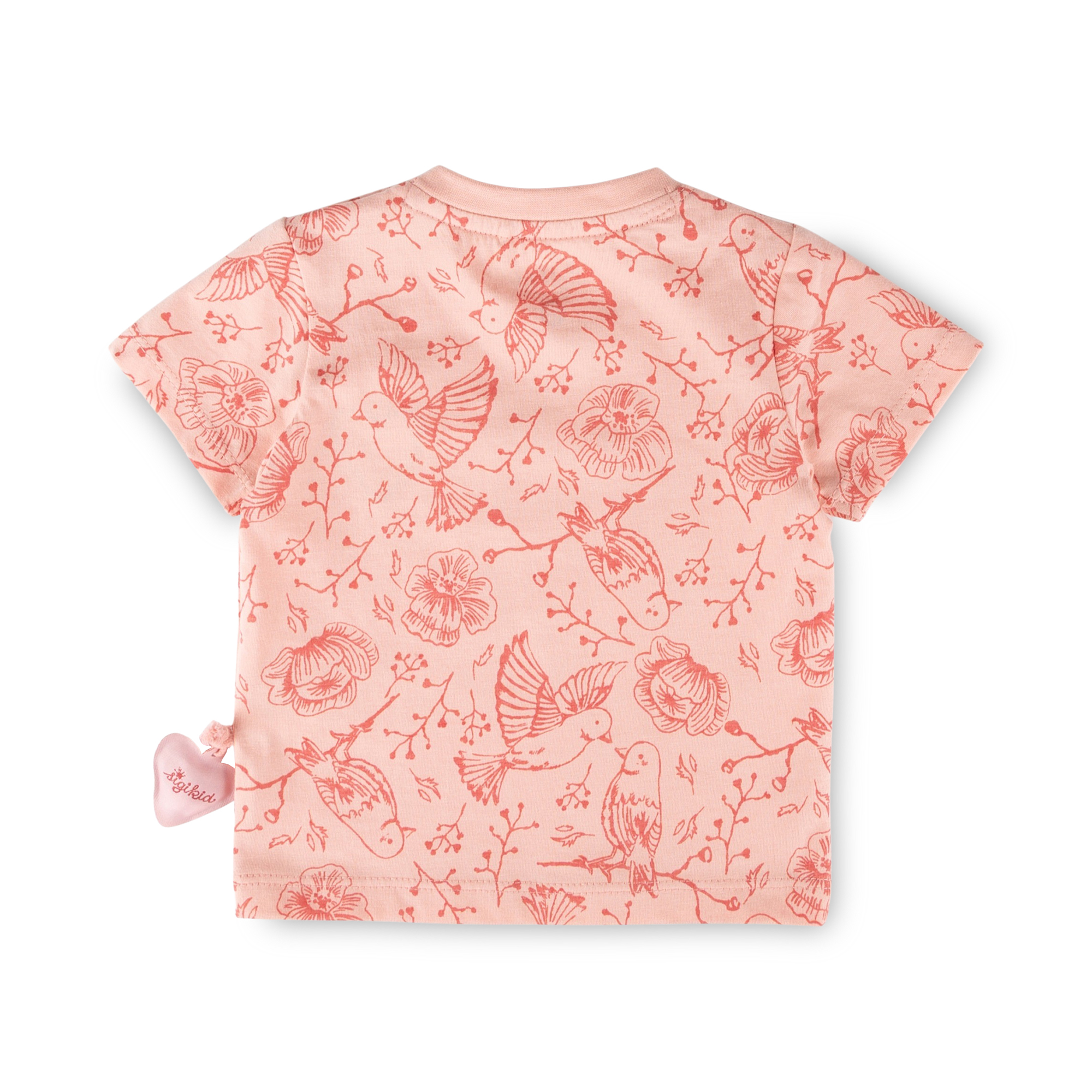 Baby T-Shirt Vögelchen Print mit Herzchen, rosa