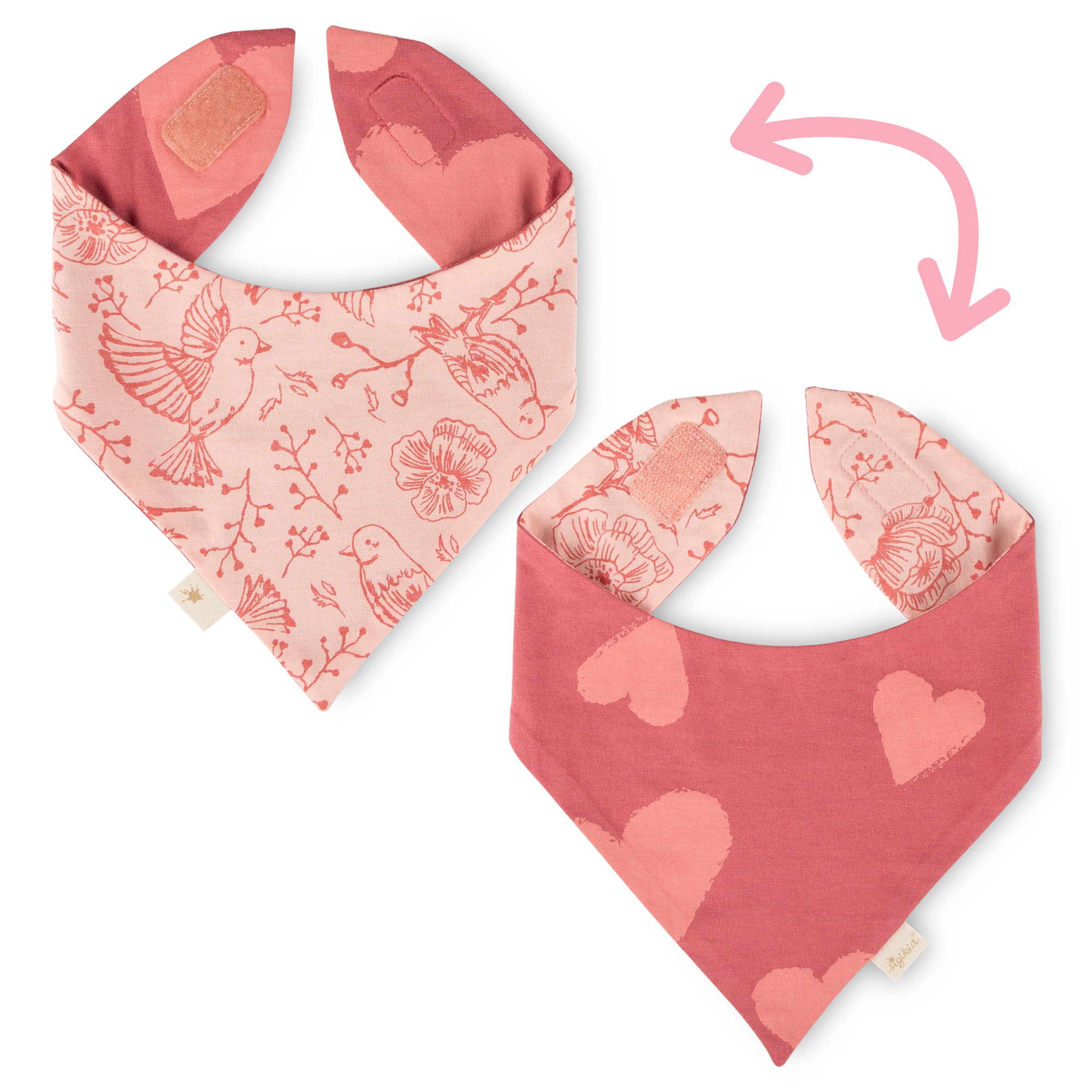 Reversible baby bandana bib Spring Birds