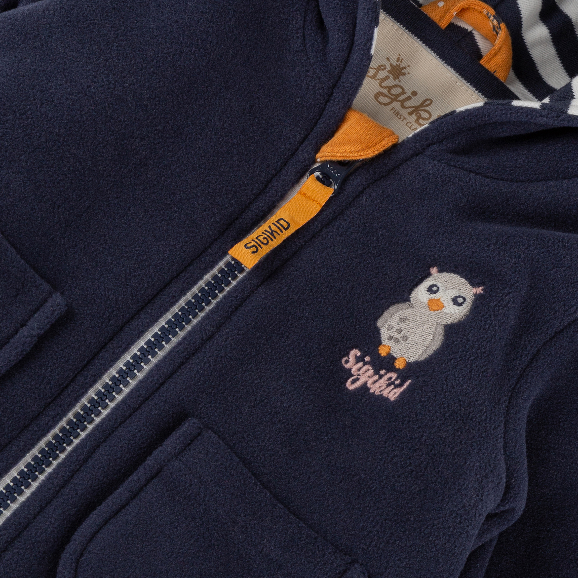 Hooded baby fleece jacket Curious Owl, lined