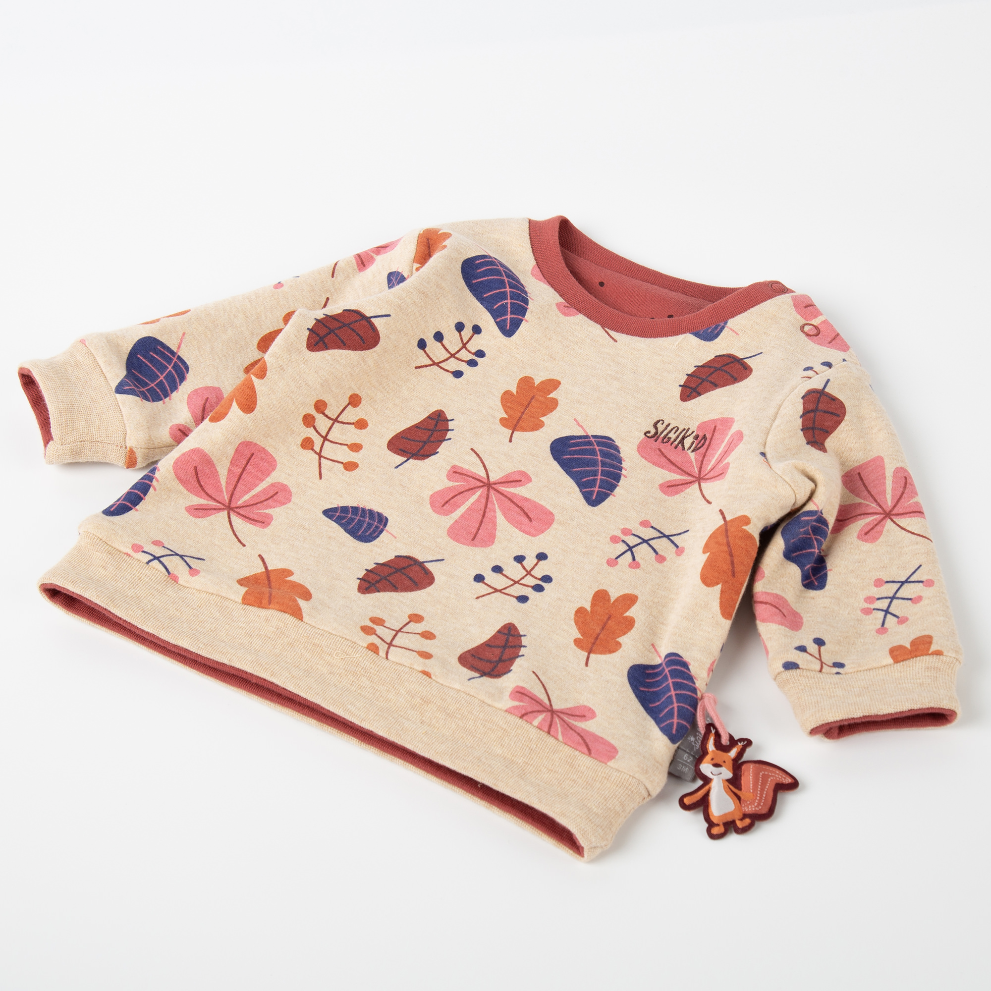 Baby Wendeshirt rotbraun mit Pünktchen/bunter Herbstprint Baby Wendeshirt rotbraun mit Pünktchen/bunter Herbstprint