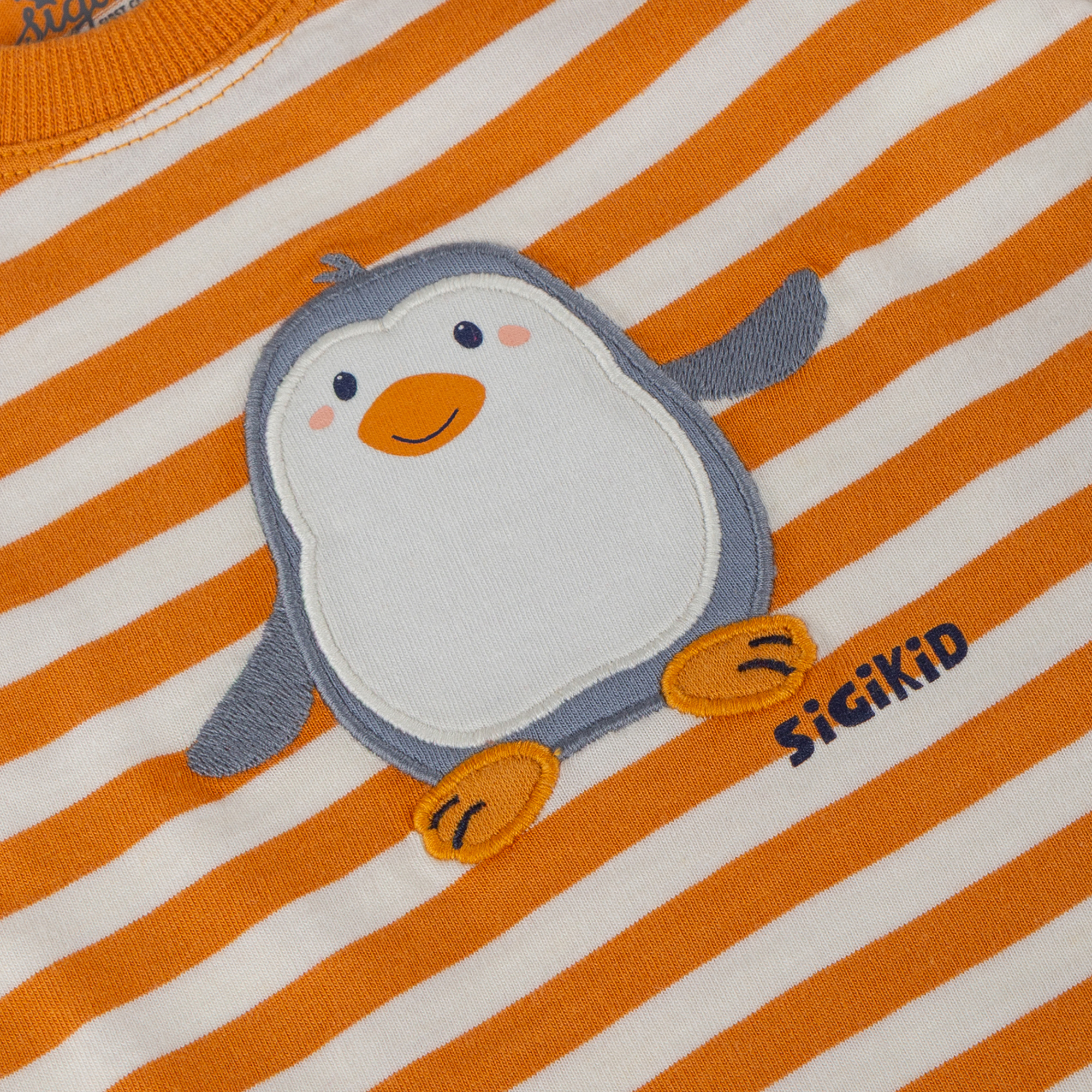 Baby Langarmshirt Pinguin Polar Friends, gelb/weiß gestreift