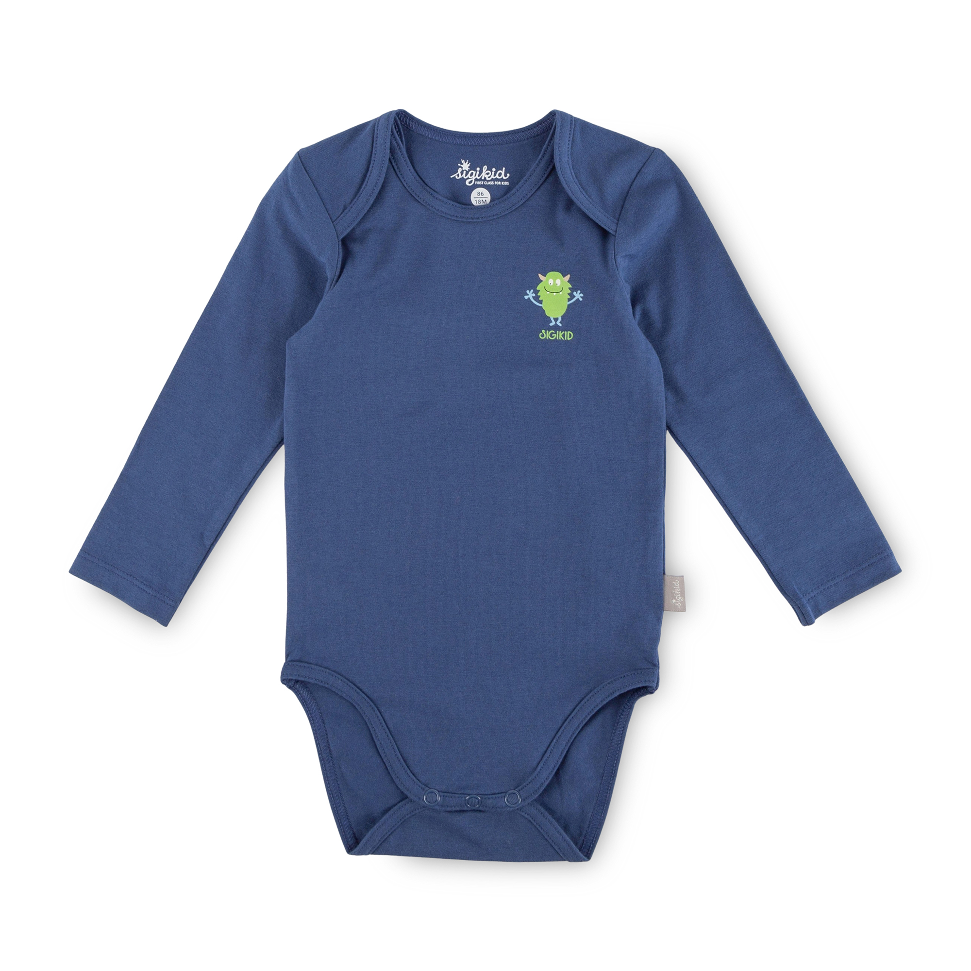 Langarm Baby Body Monster, blau