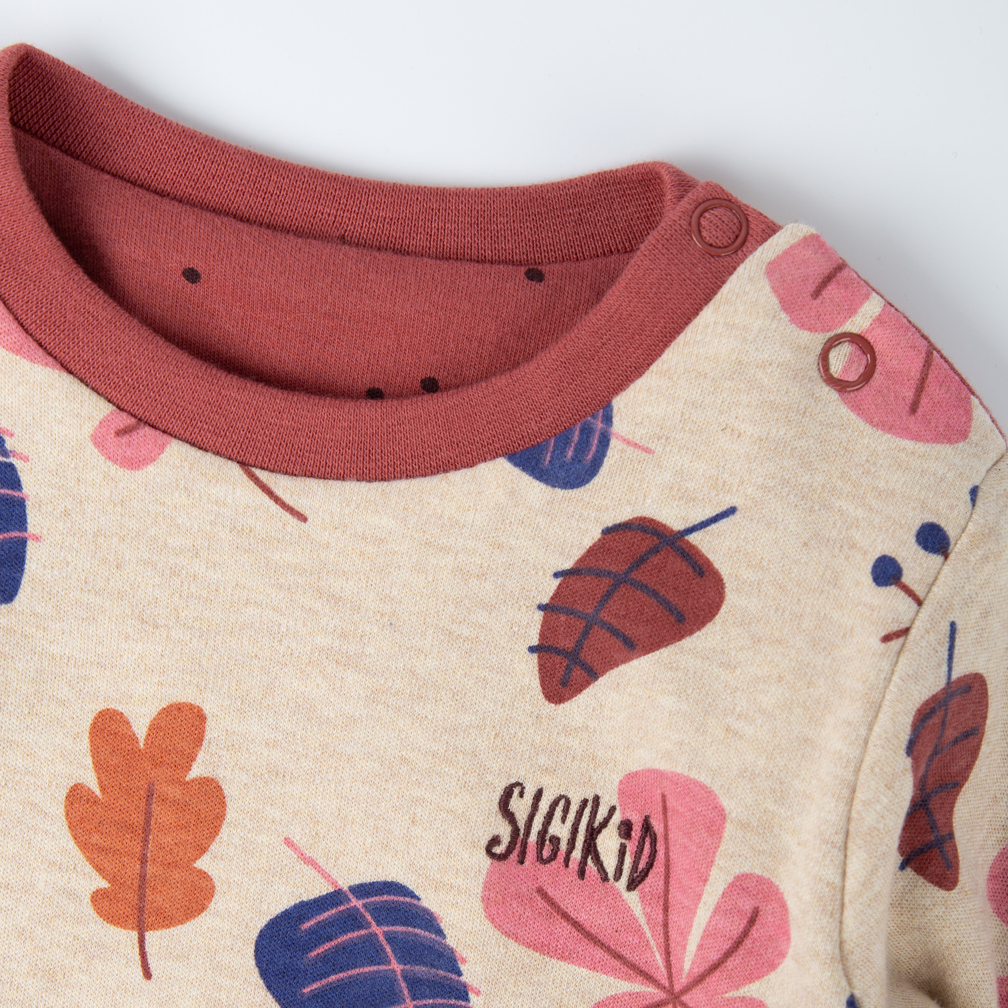 Baby Wendeshirt rotbraun mit Pünktchen/bunter Herbstprint Baby Wendeshirt rotbraun mit Pünktchen/bunter Herbstprint