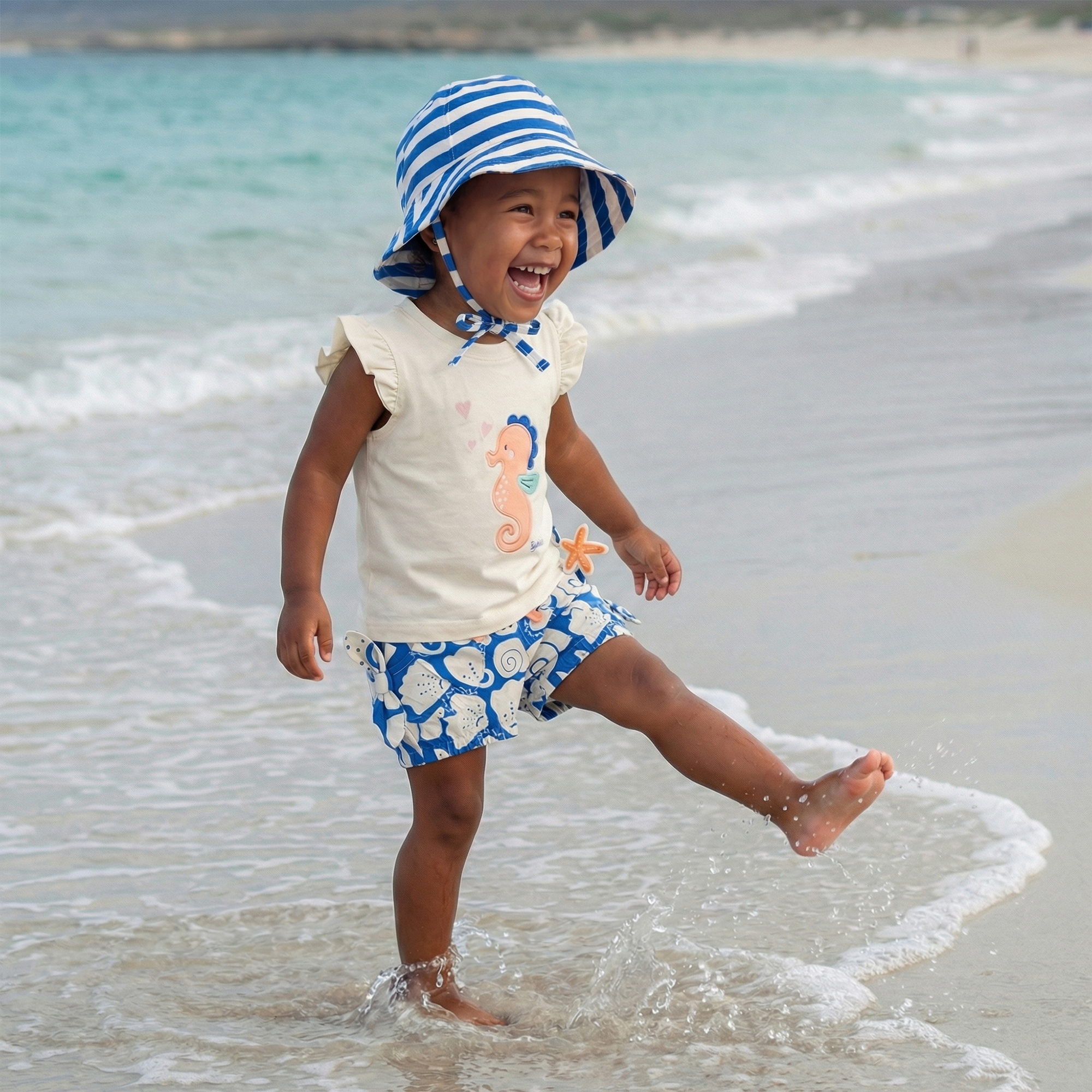 Baby T-Shirt Seepferdchen, weiß