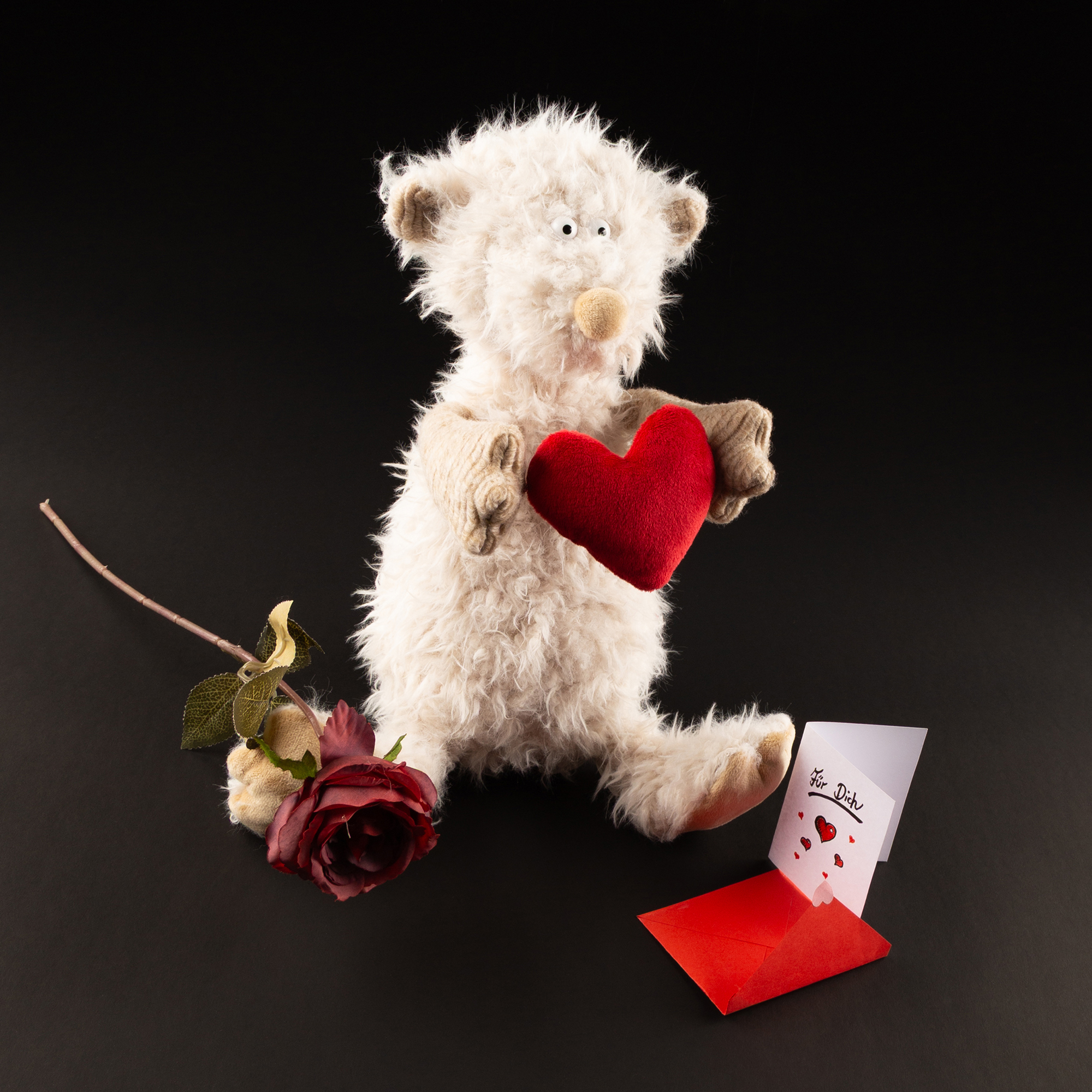 Kuscheltier Bär Zottel Ach Good mit Herz, écru