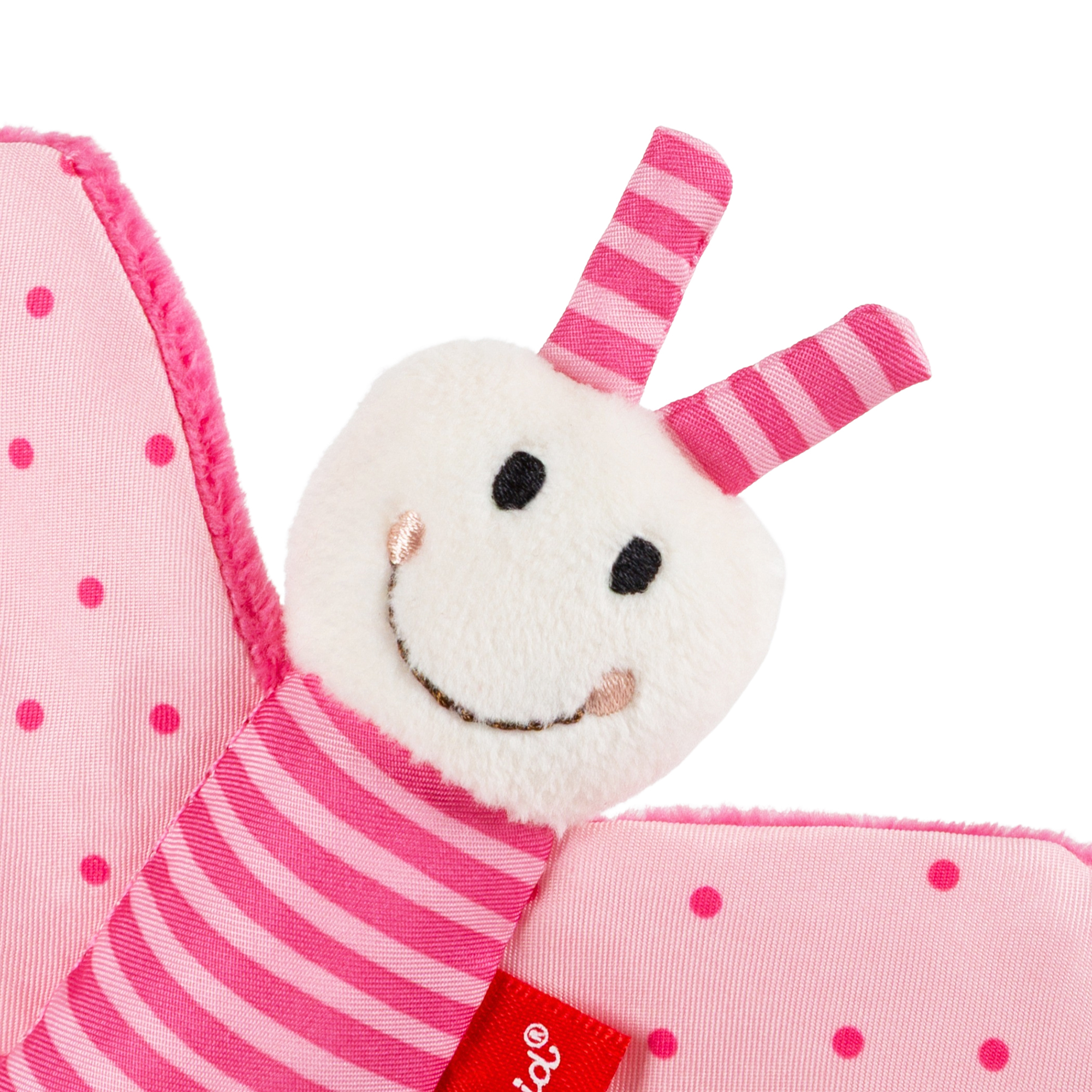 Butterfly baby soft toy rattle, pink