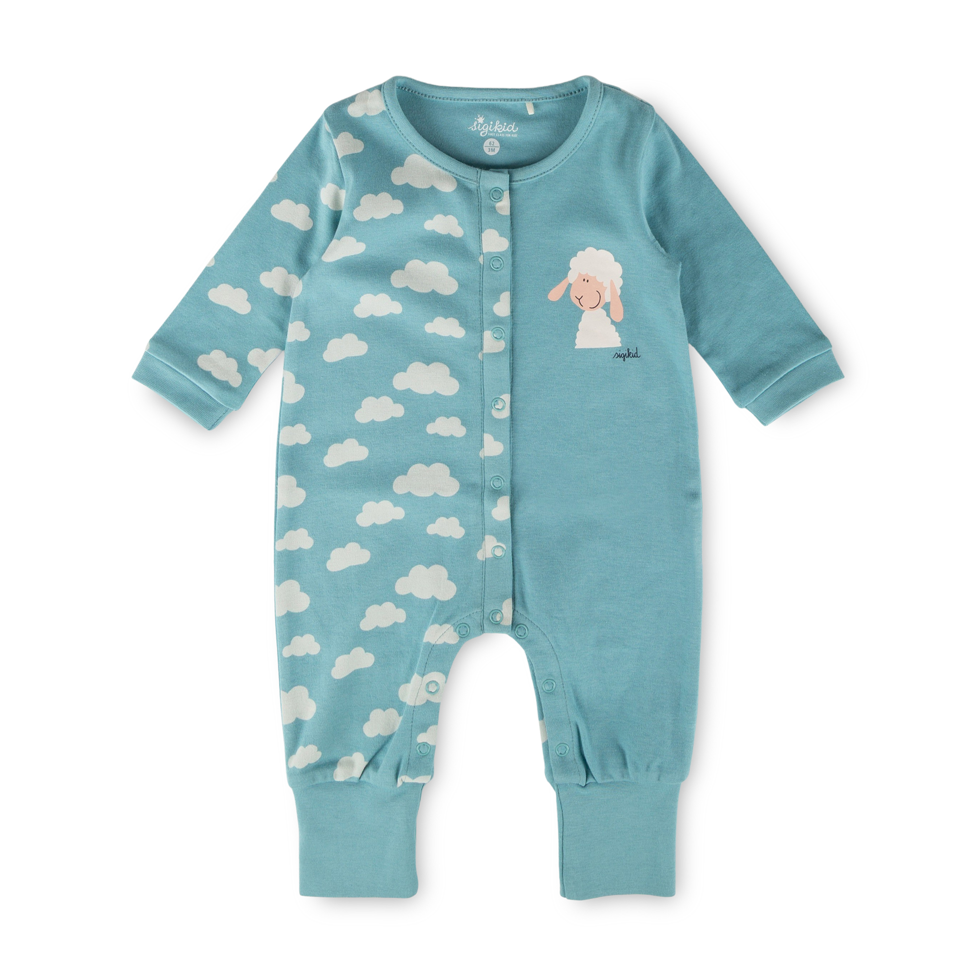 Baby Schlaf Overall Schäfchen mit Wolken Print, hellblau Baby Schlaf Overall Schäfchen mit Wolken Print, hellblau