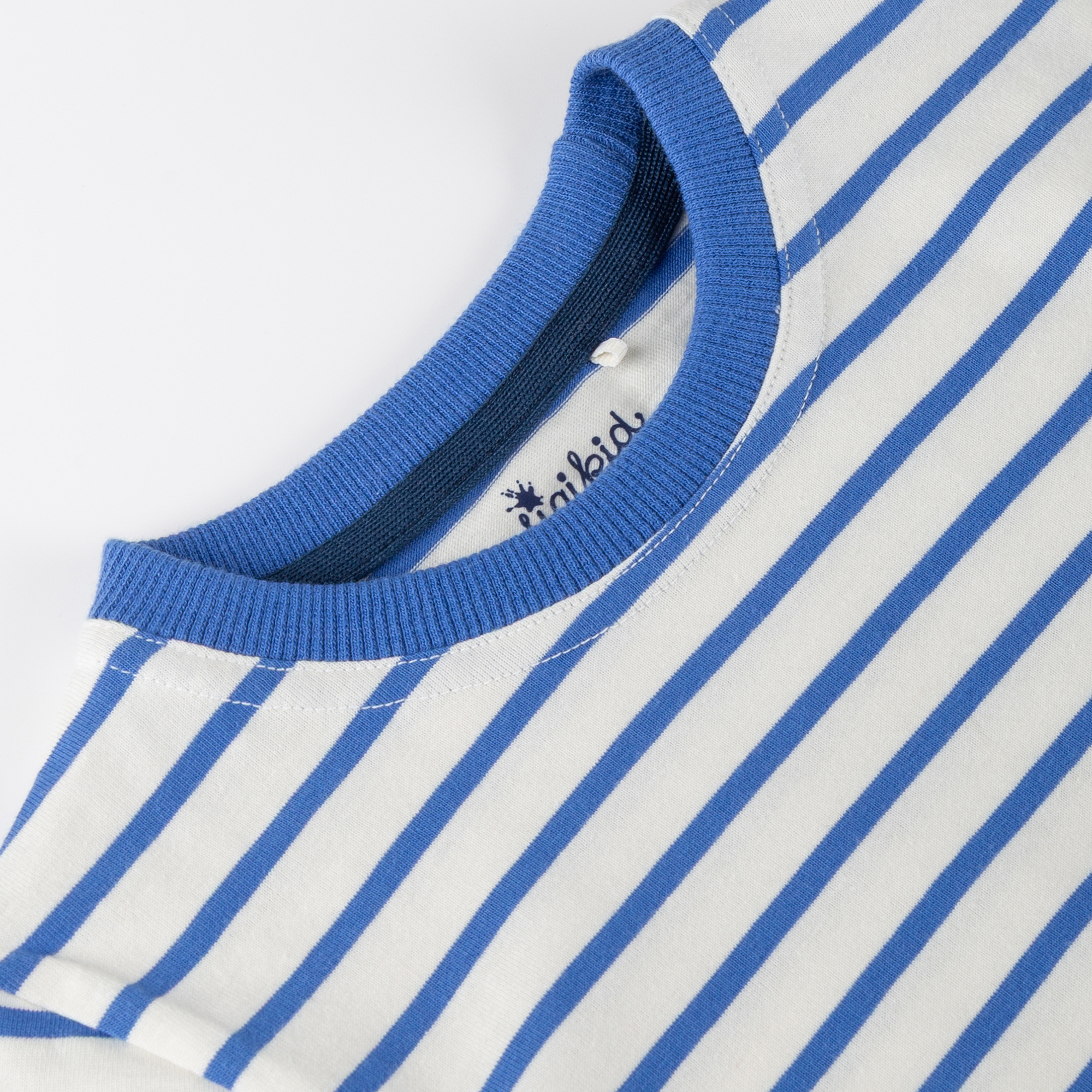 Kinder Ringel T-Shirt Tiger & Löwe, blau/weiß