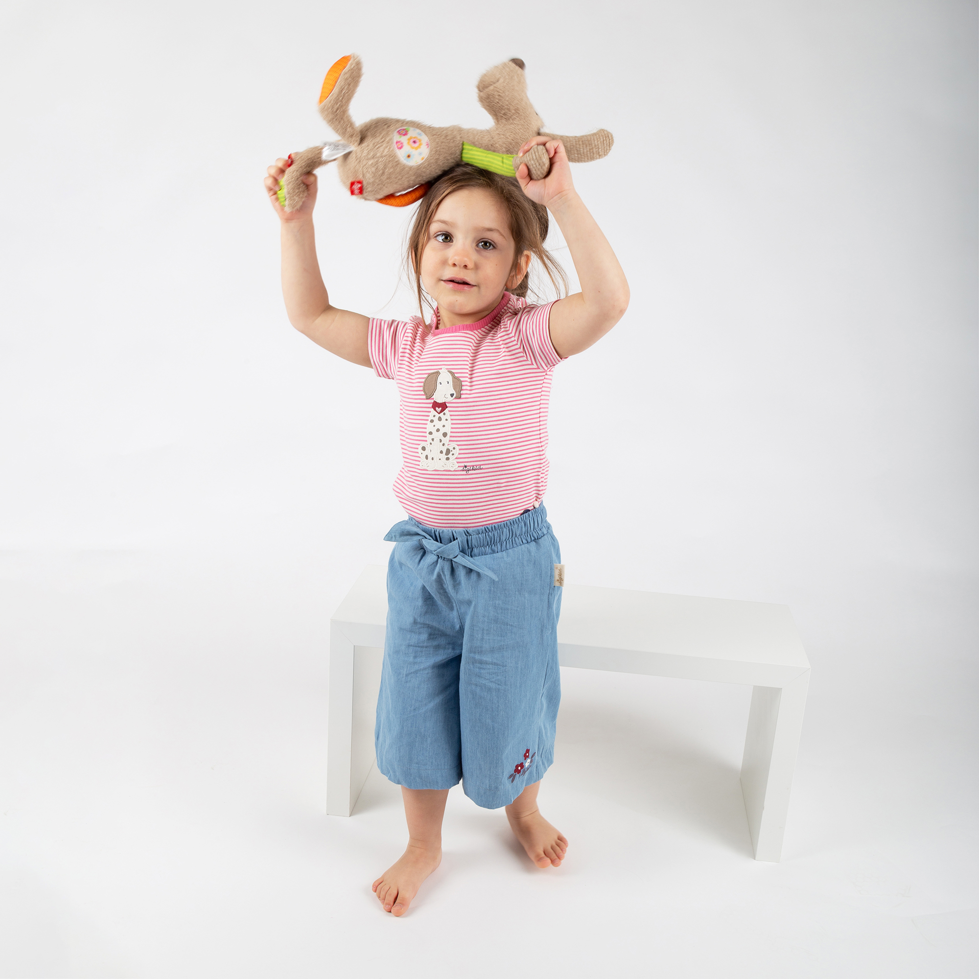 Kinder T-Shirt Hund Funny Dog, rosa geringelt Kinder T-Shirt Hund Funny Dog, rosa geringelt