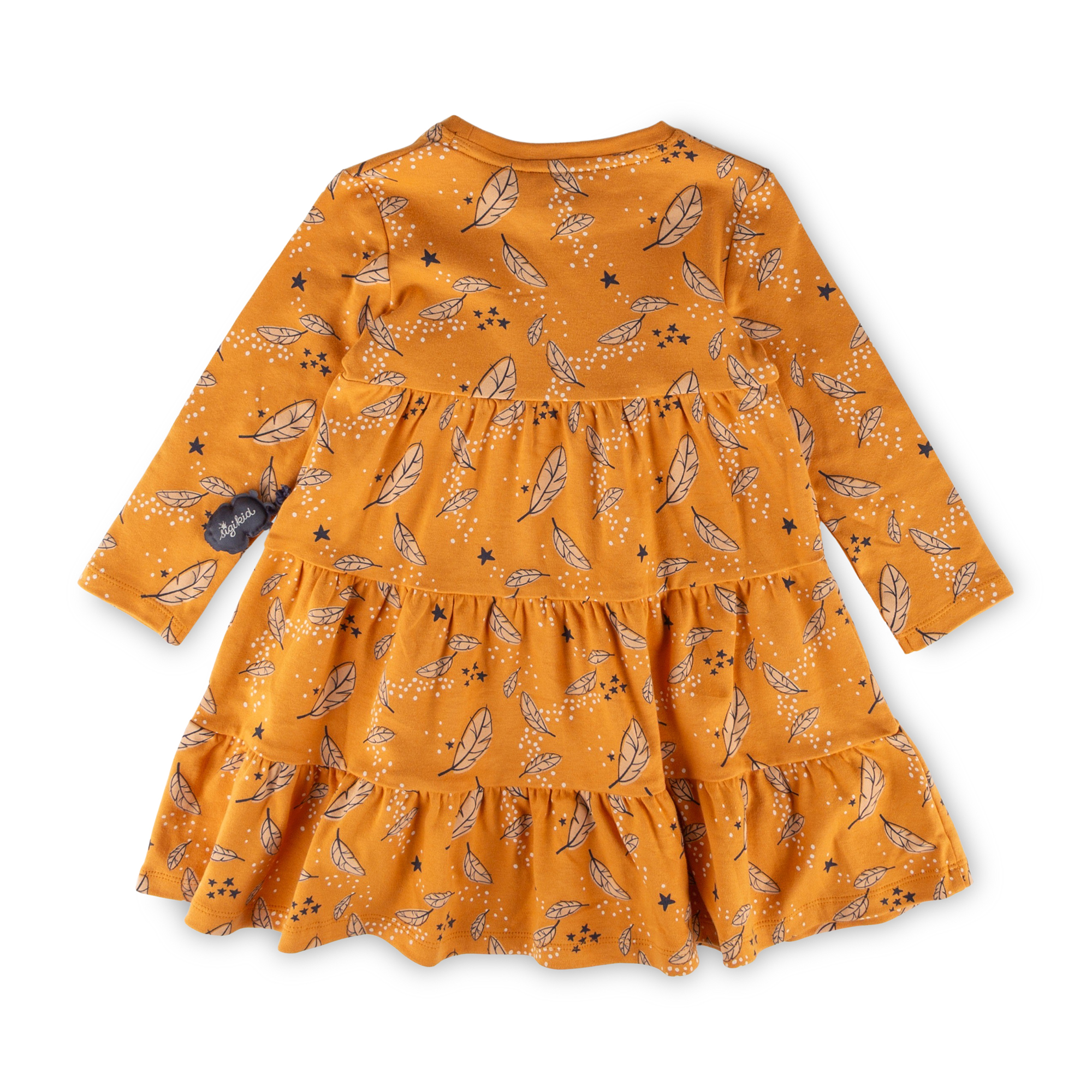 Kinder Kleid Magic Owl, gelb mit Federprint