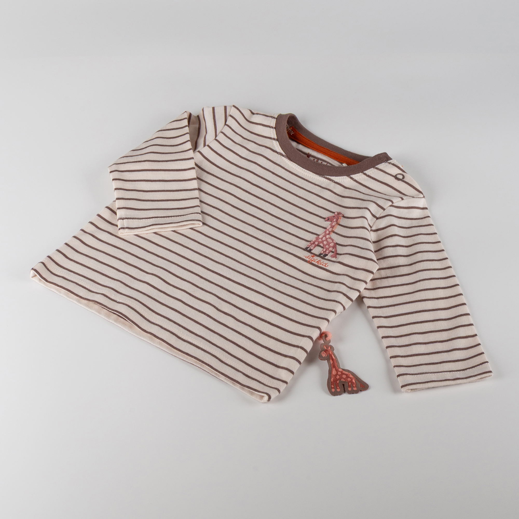 Baby Ringel Langarmshirt Giraffe, braun-weiß