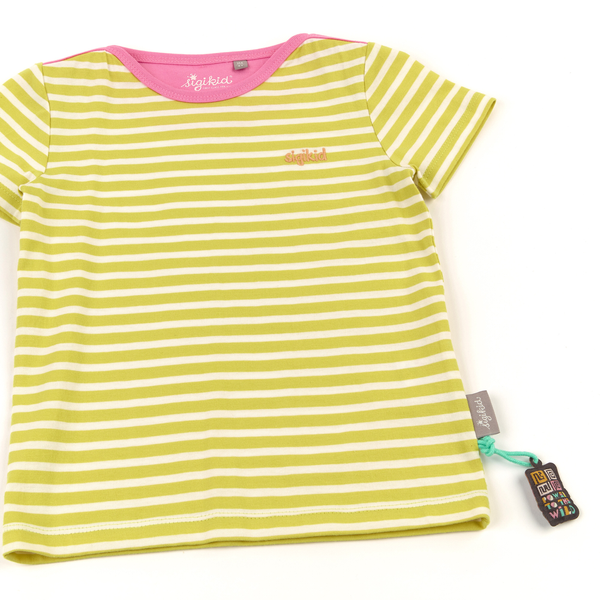 T-Shirt kiwigrün/weiß geringelt