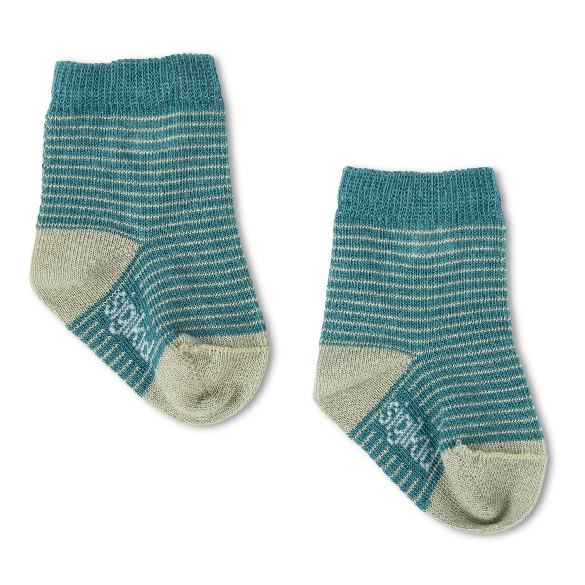 Baby Socken 2er-Set, grün/grün geringelt