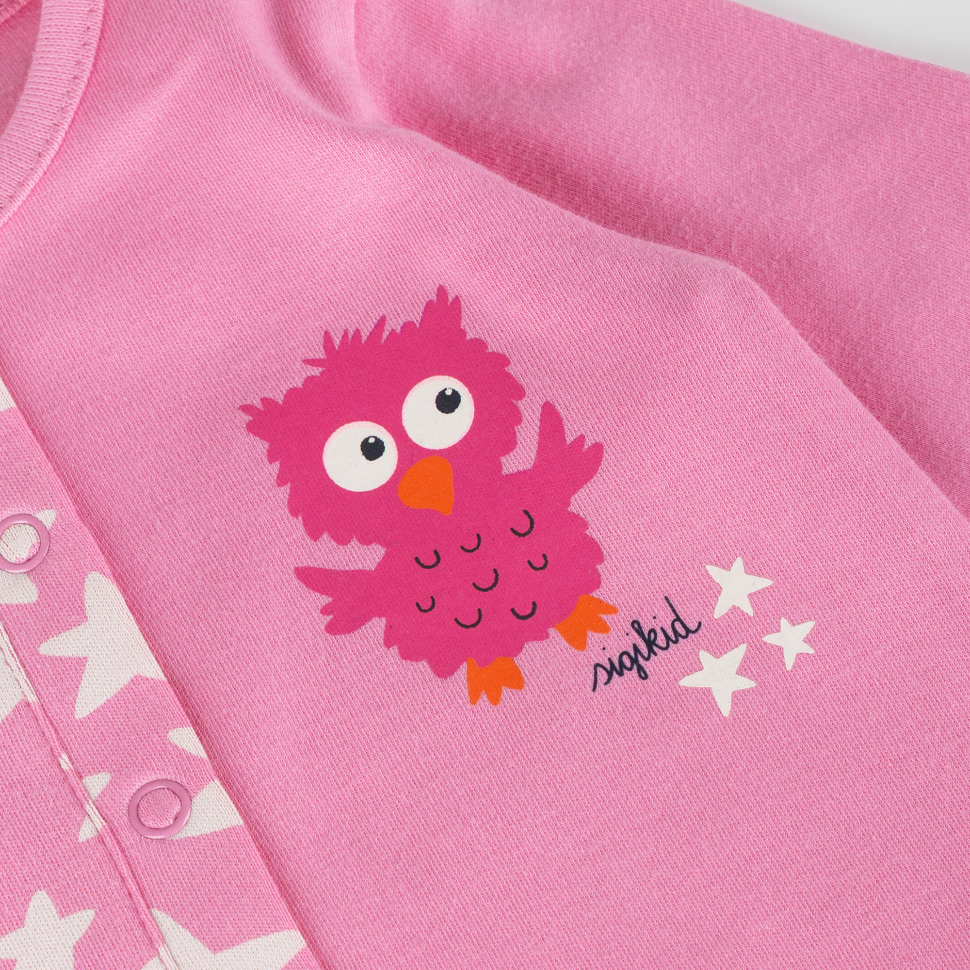 Baby Schlaf Overall Eule mit Sternchen Print, pink Baby Schlaf Overall Eule mit Sternchen Print, pink