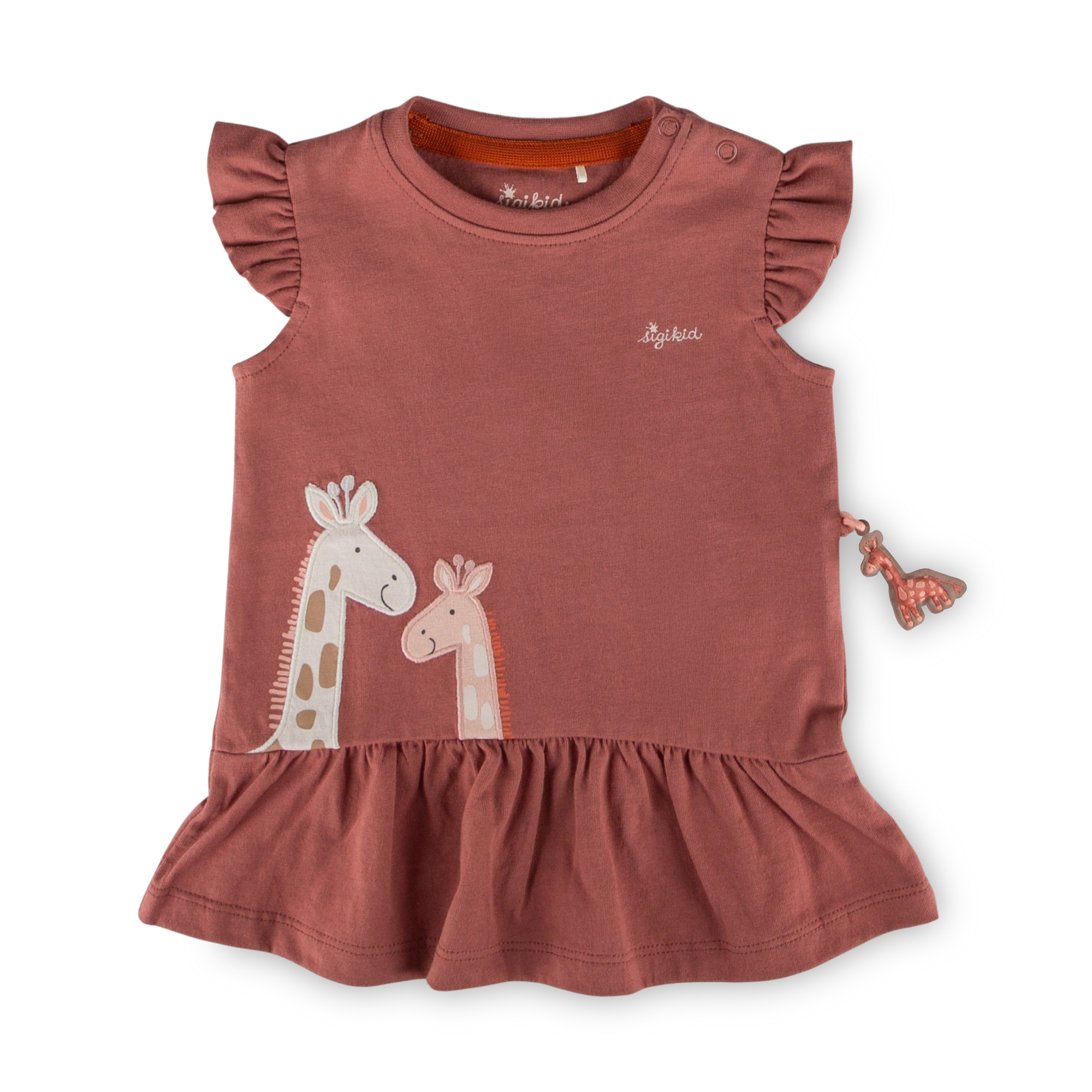 Baby Kleid Giraffe mit Rüschen, rotbraun