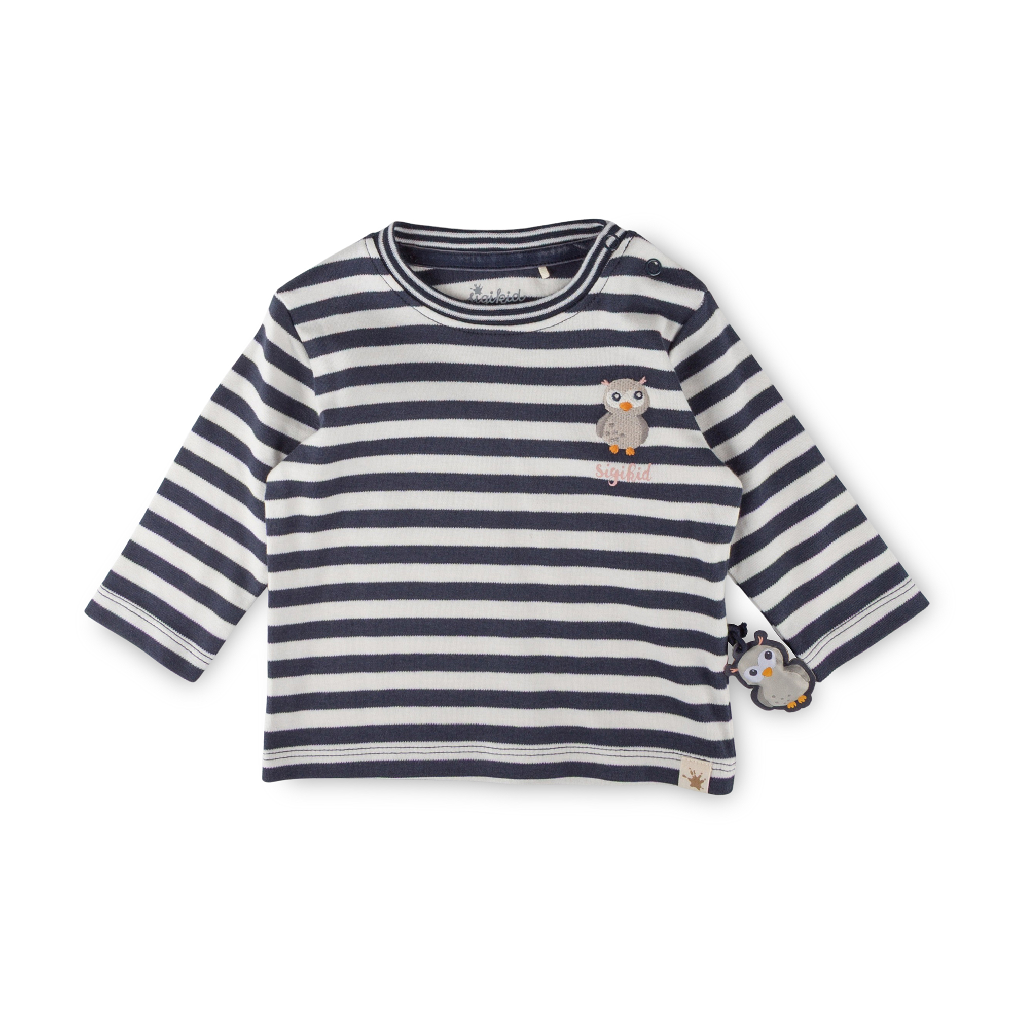 Baby Langarmshirt Eule Magic Owl, blau-weiß geringelt Baby Langarmshirt Eule Magic Owl, blau-weiß geringelt