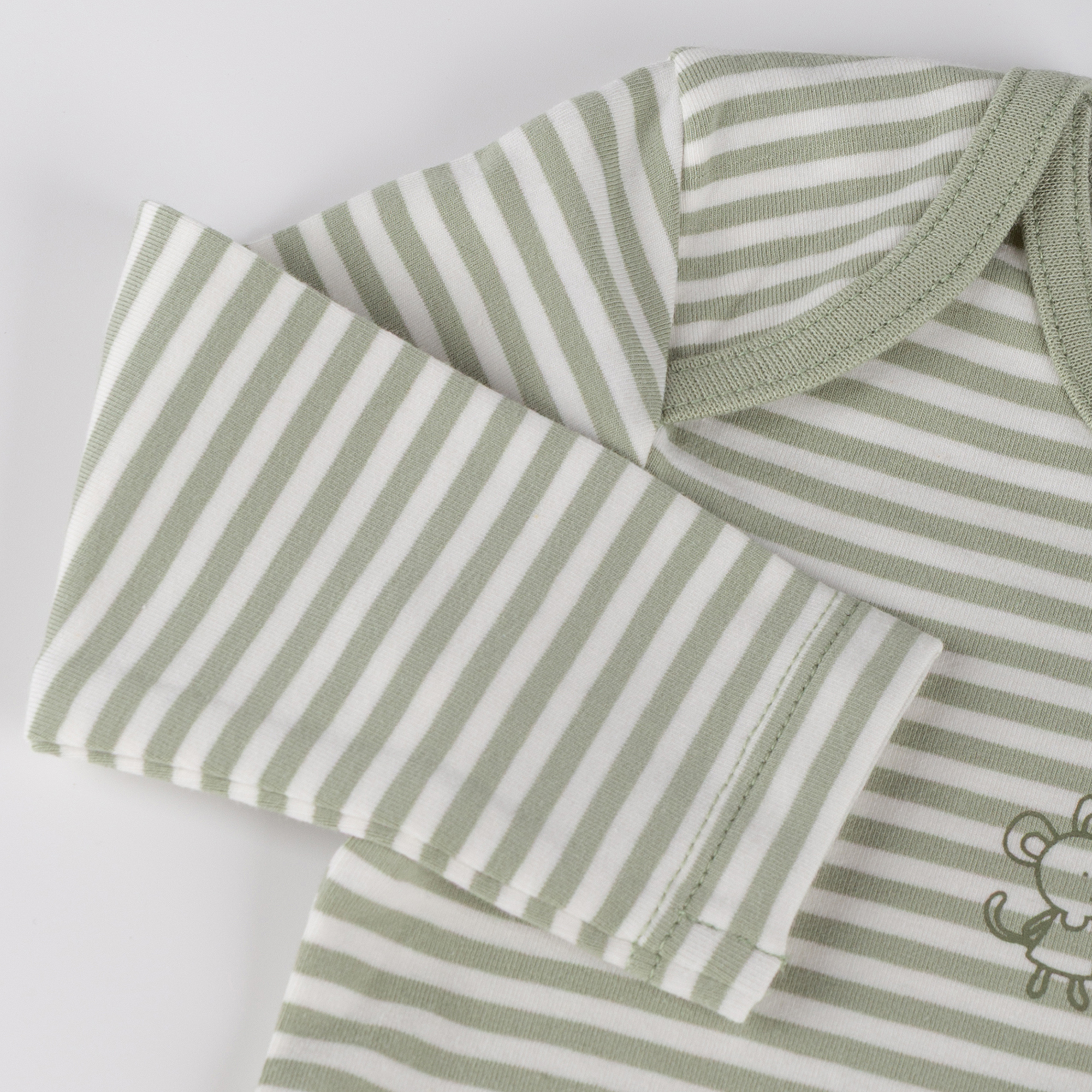 Newborn baby long sleeve onesie mouse, green/white