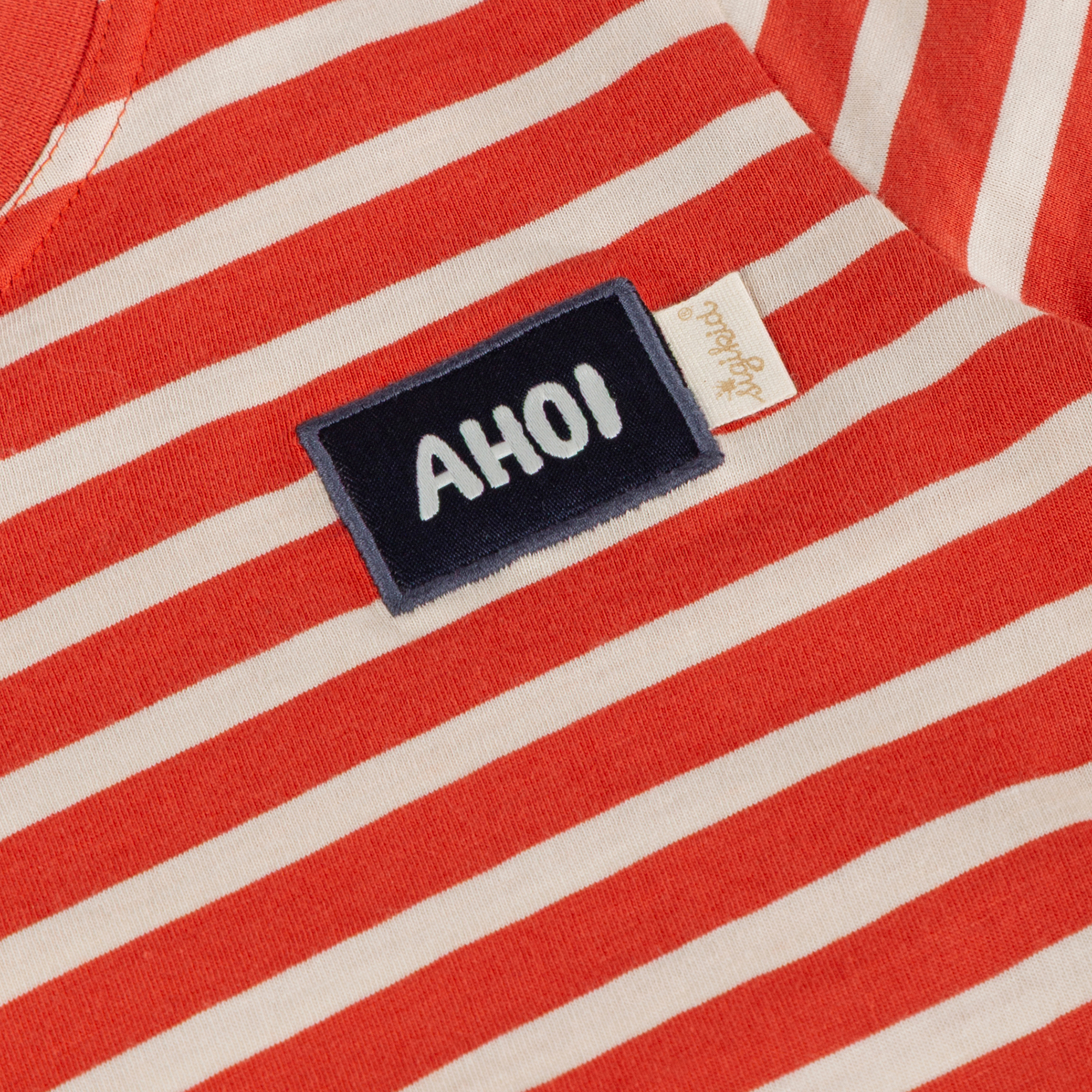 Kinder Ringel T-Shirt Segelschiff, rot-weiß