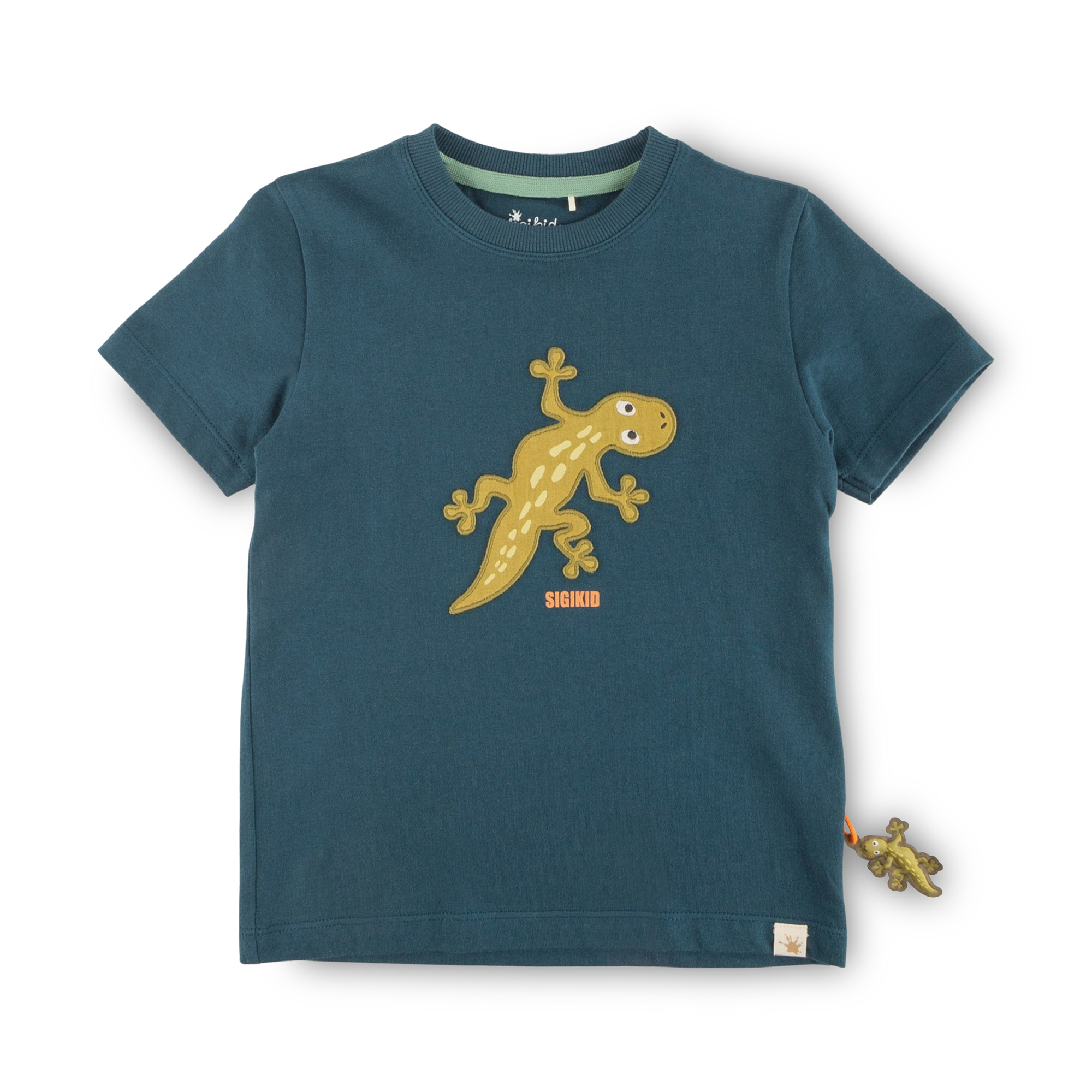 Petrolblaues Kinder T-Shirt Gecko, Jungle