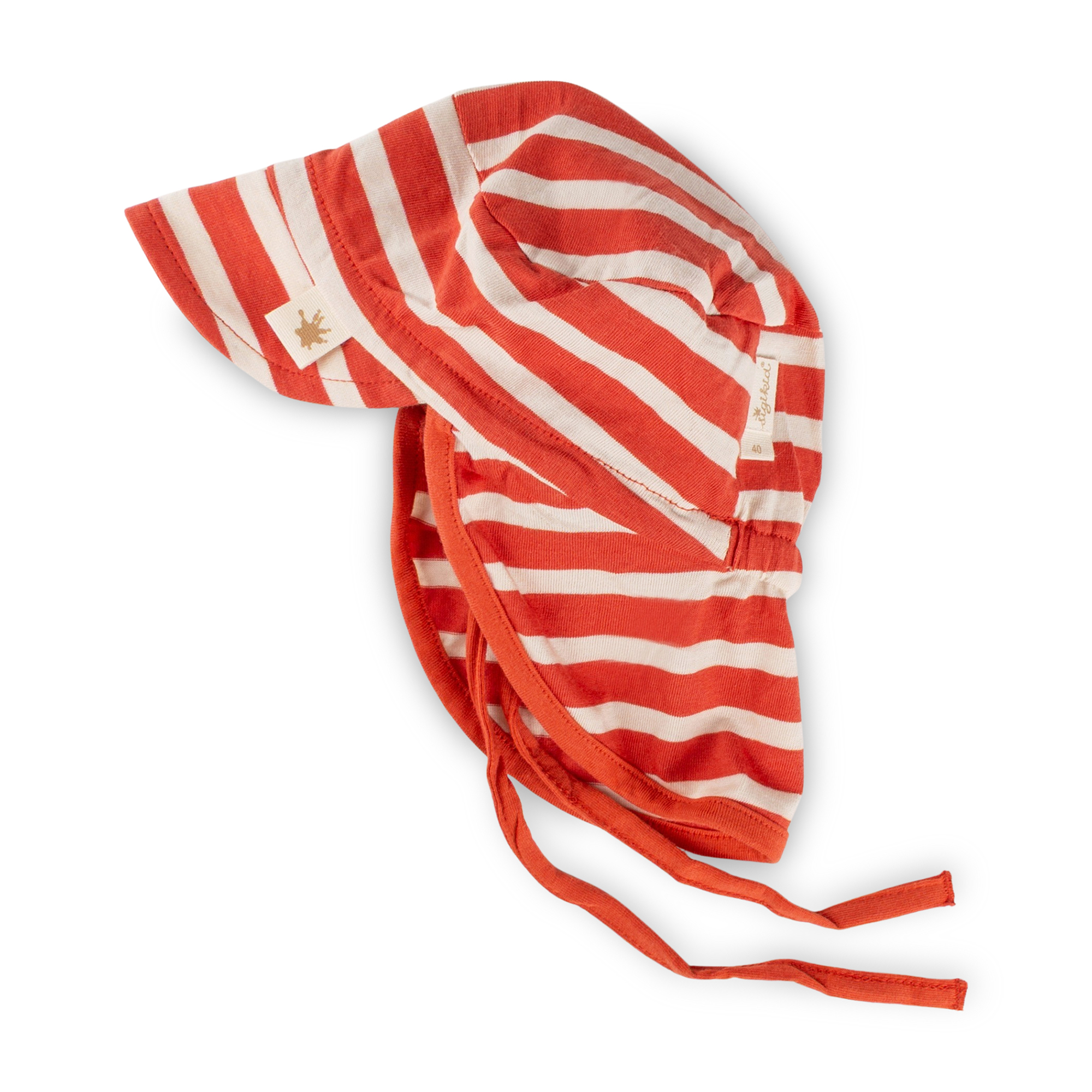 Baby Sonnenhut mit Nackenschutz, rot-weiß geringelt