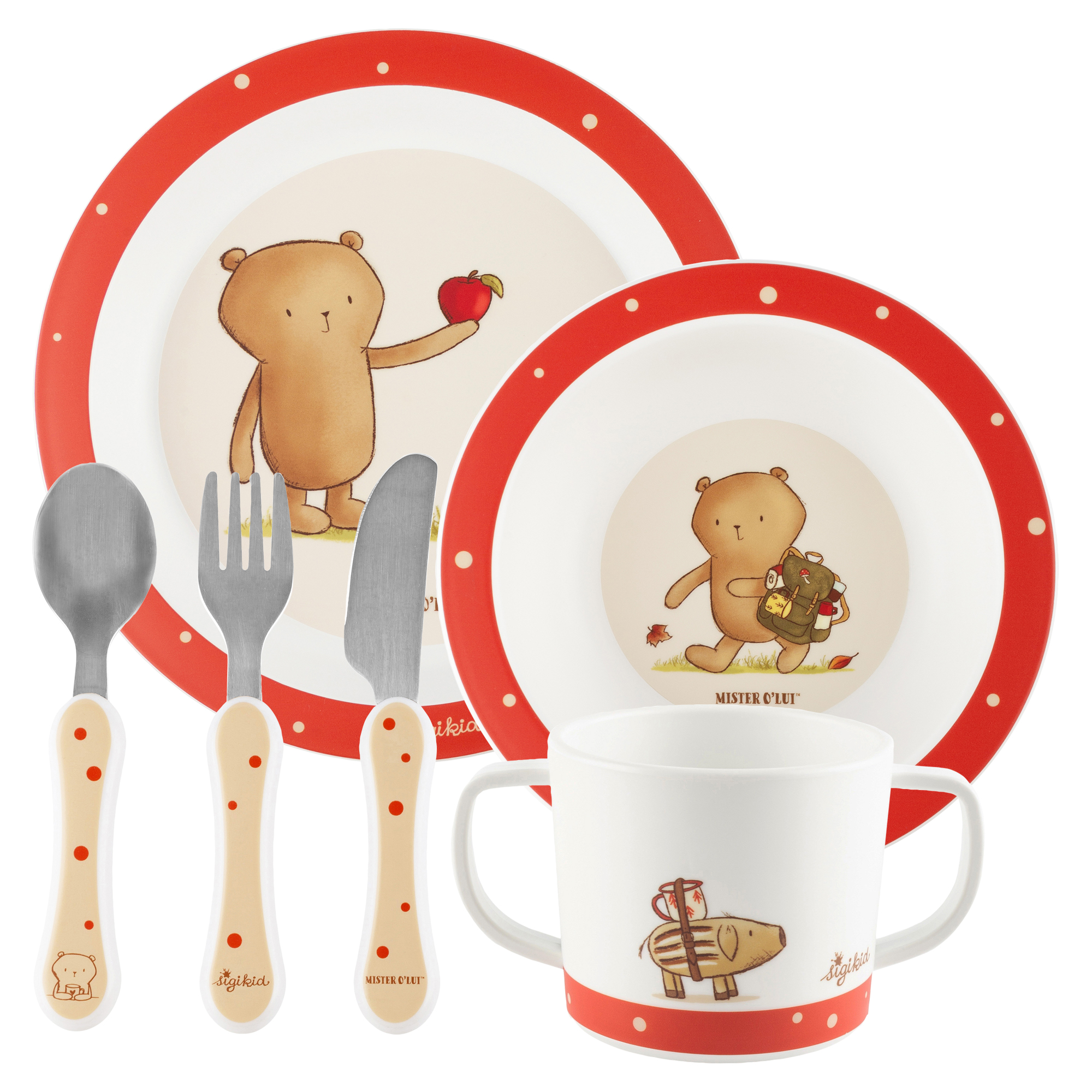 Kinder Geschirr-Set Mister O'Lui Biberbär, rPET Kinder Geschirr-Set Mister O'Lui Biberbär, rPET