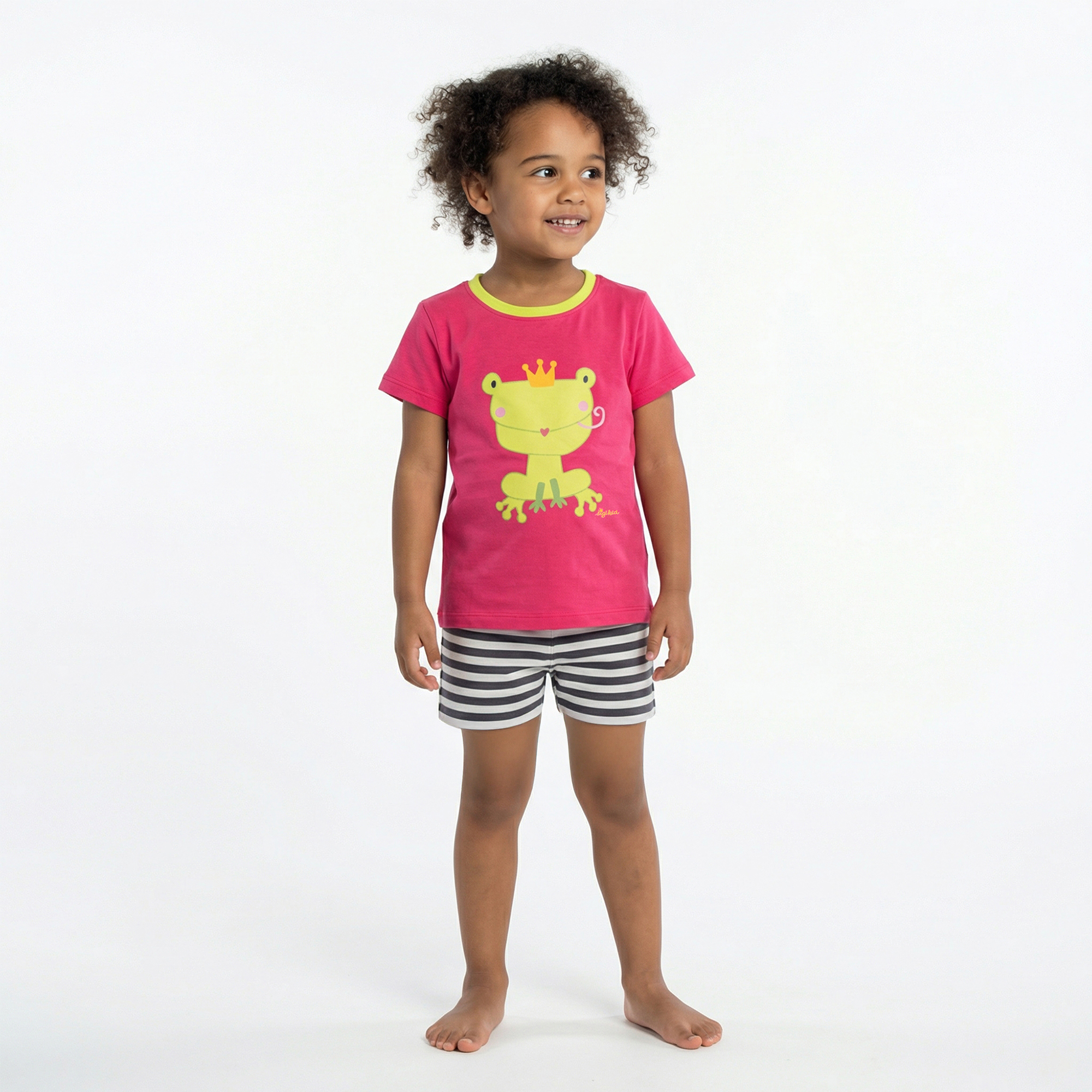 Kurzer Kinder Pyjama Froschkönig, pink