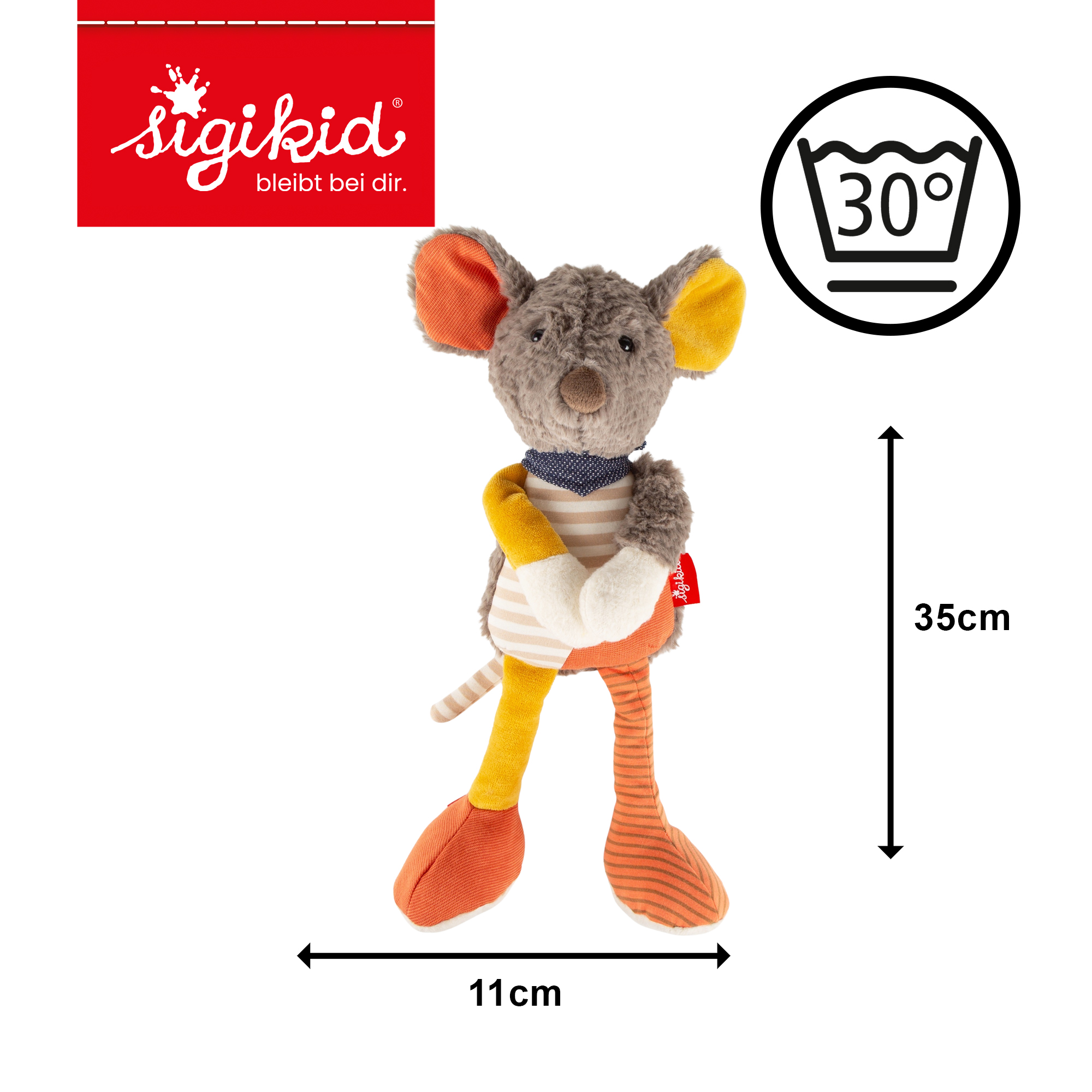 Multicoloured plush toy mouse, Patchwork Sweety