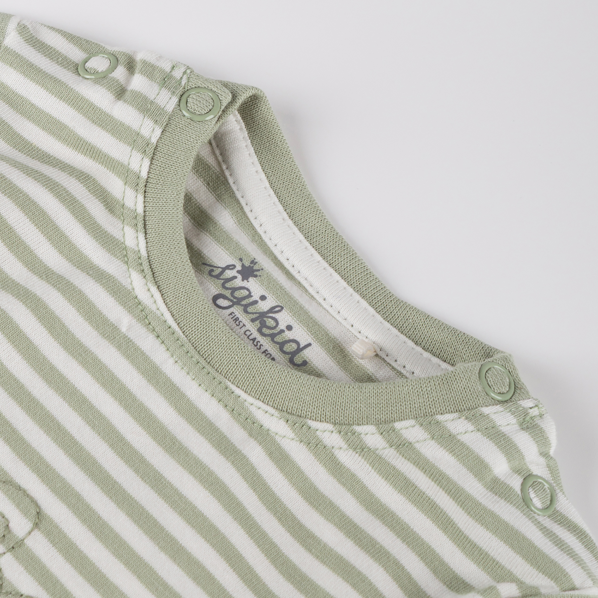 Newborn baby long sleeve Tee mouse, green/white