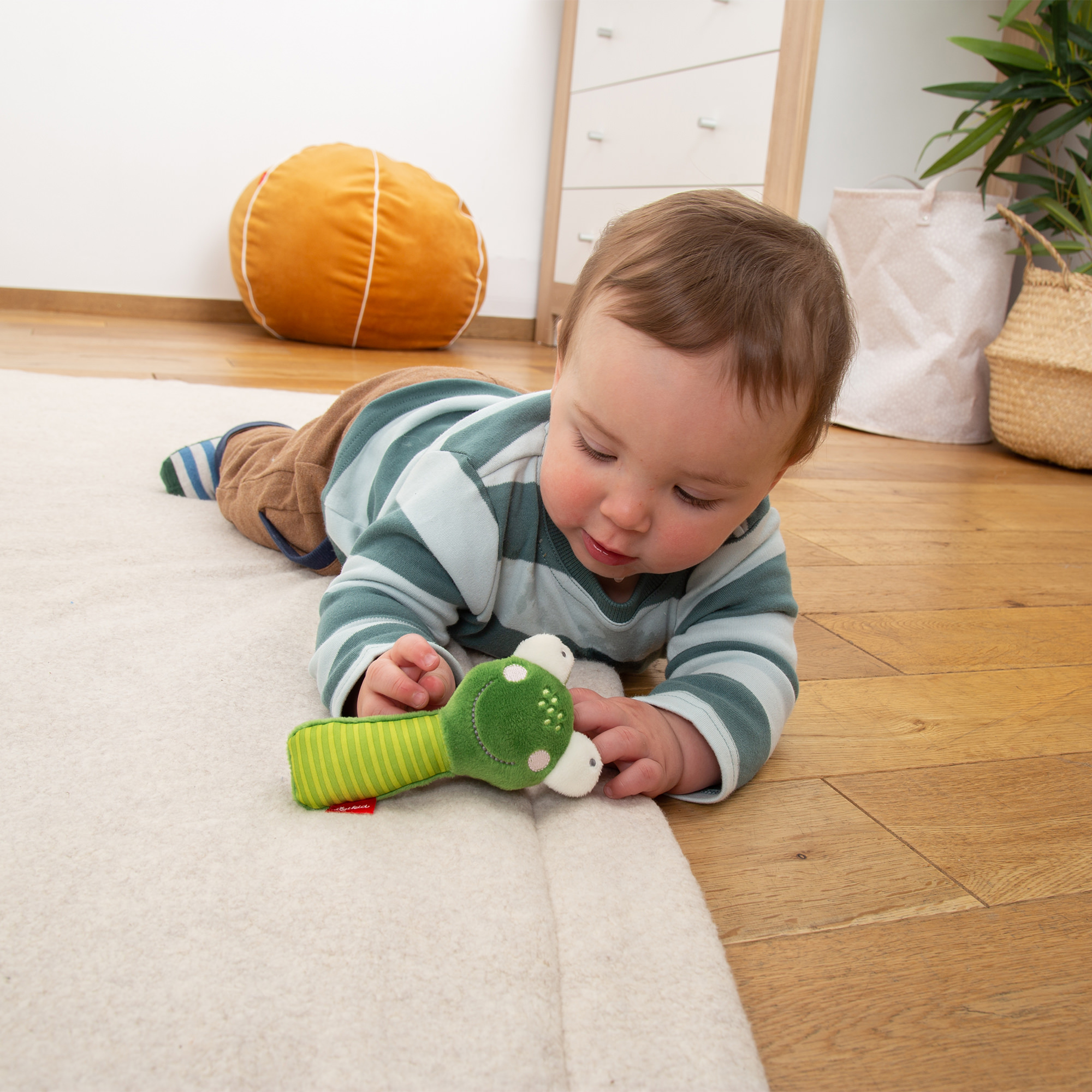 Rattle grasp toy frog with mirror