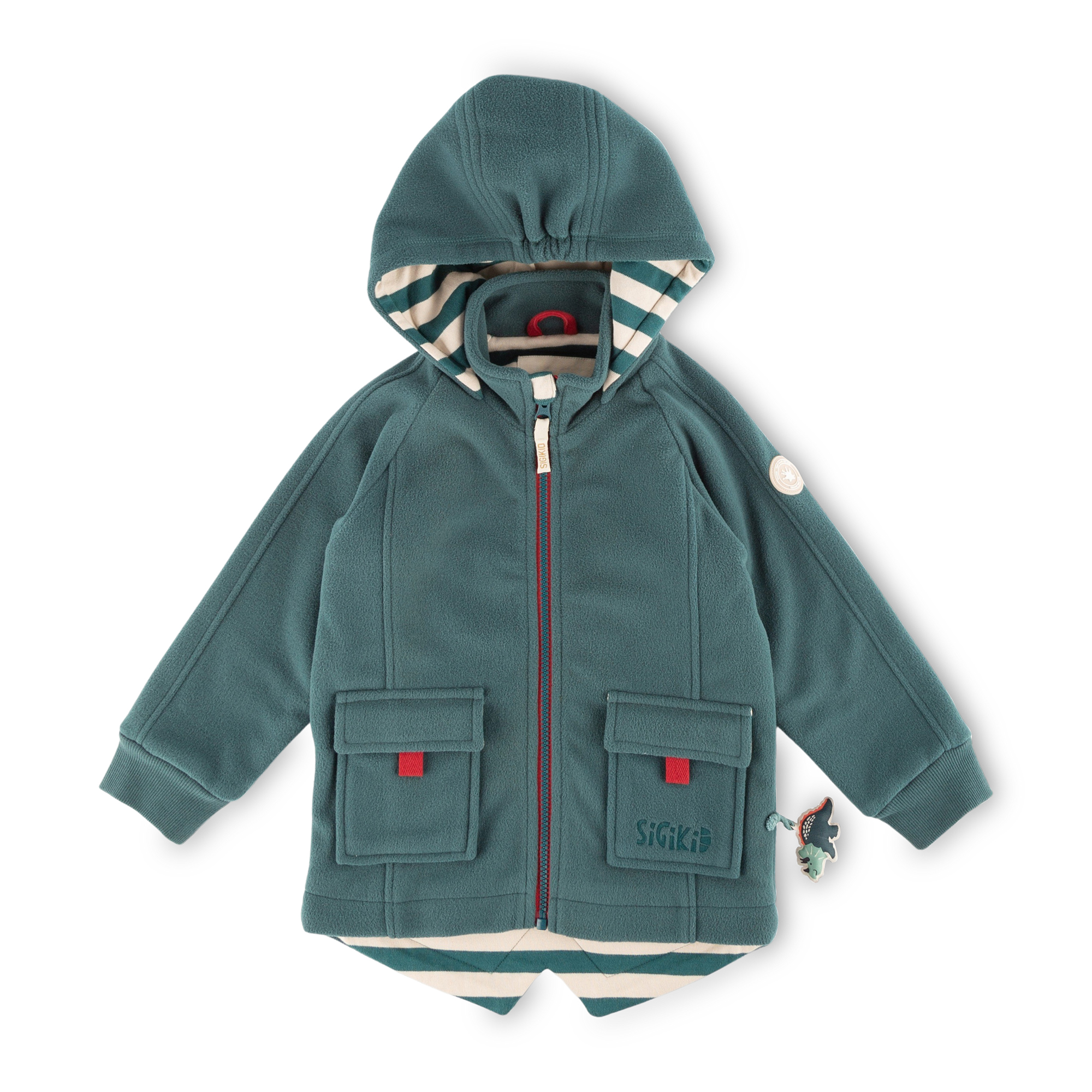 Kinder Fleecejacke mit Kapuze Dino World, grün