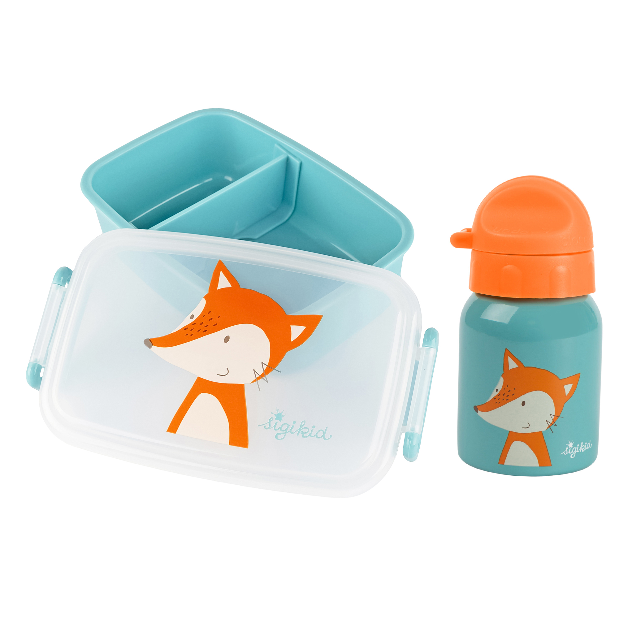 Kinder Set 250ml Edelstahl Trinkflasche und Brotbox, Fuchs Kinder Set 250ml Edelstahl Trinkflasche und Brotbox, Fuchs