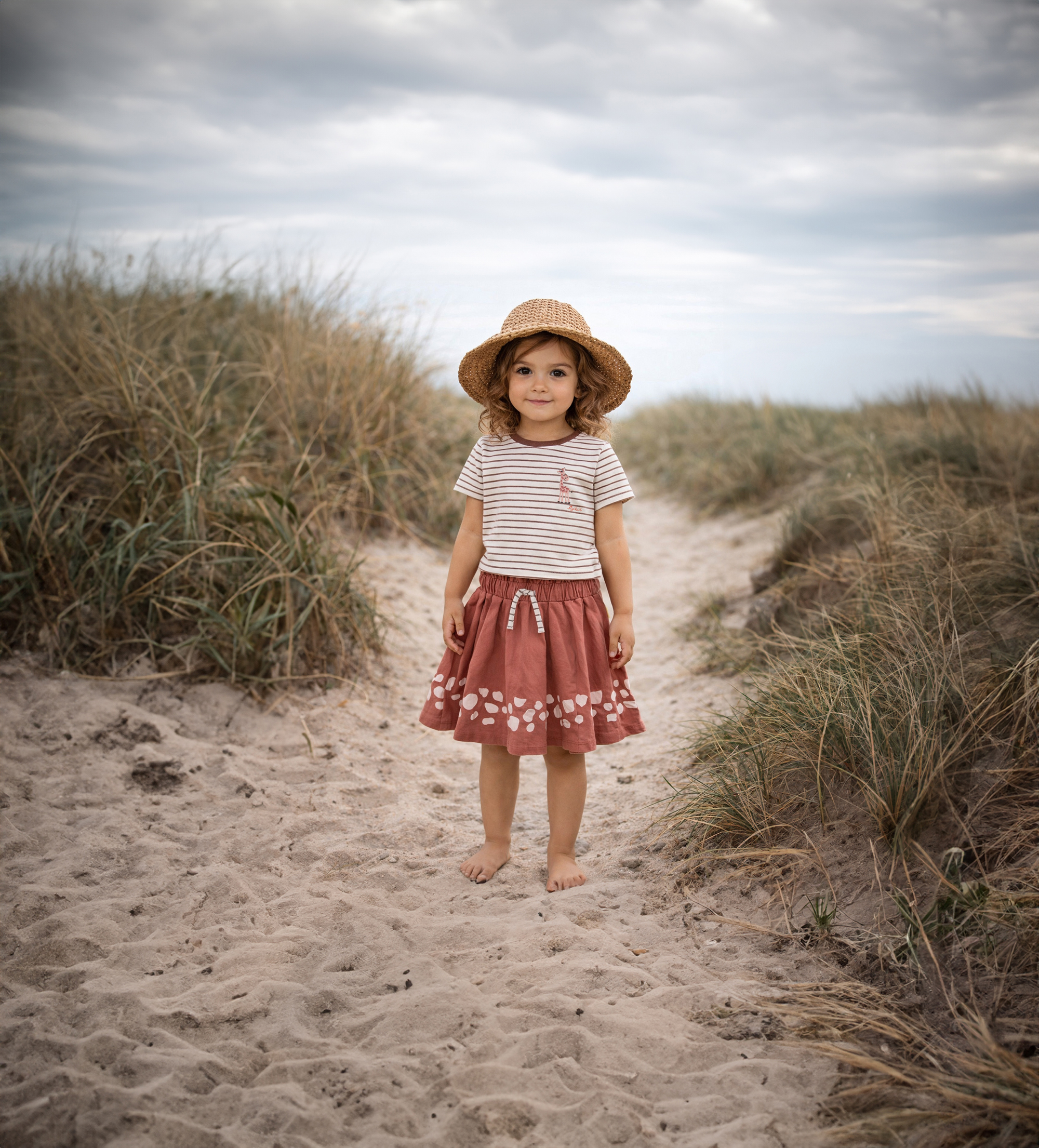 Kinder Sommer Rock mit rosa Prints Savanne, rotbraun