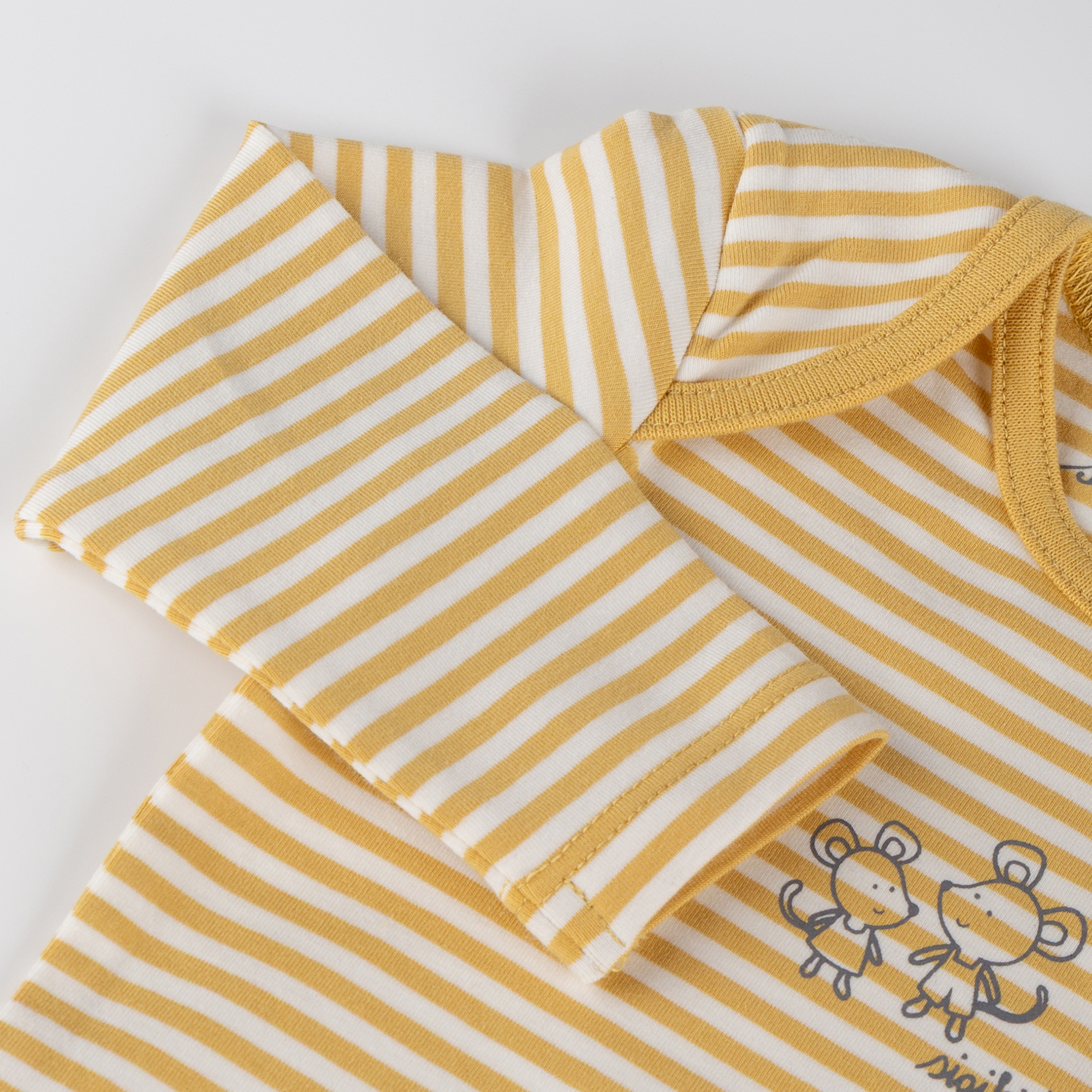 Newborn baby long sleeve bodysuit mouse, yellow/white