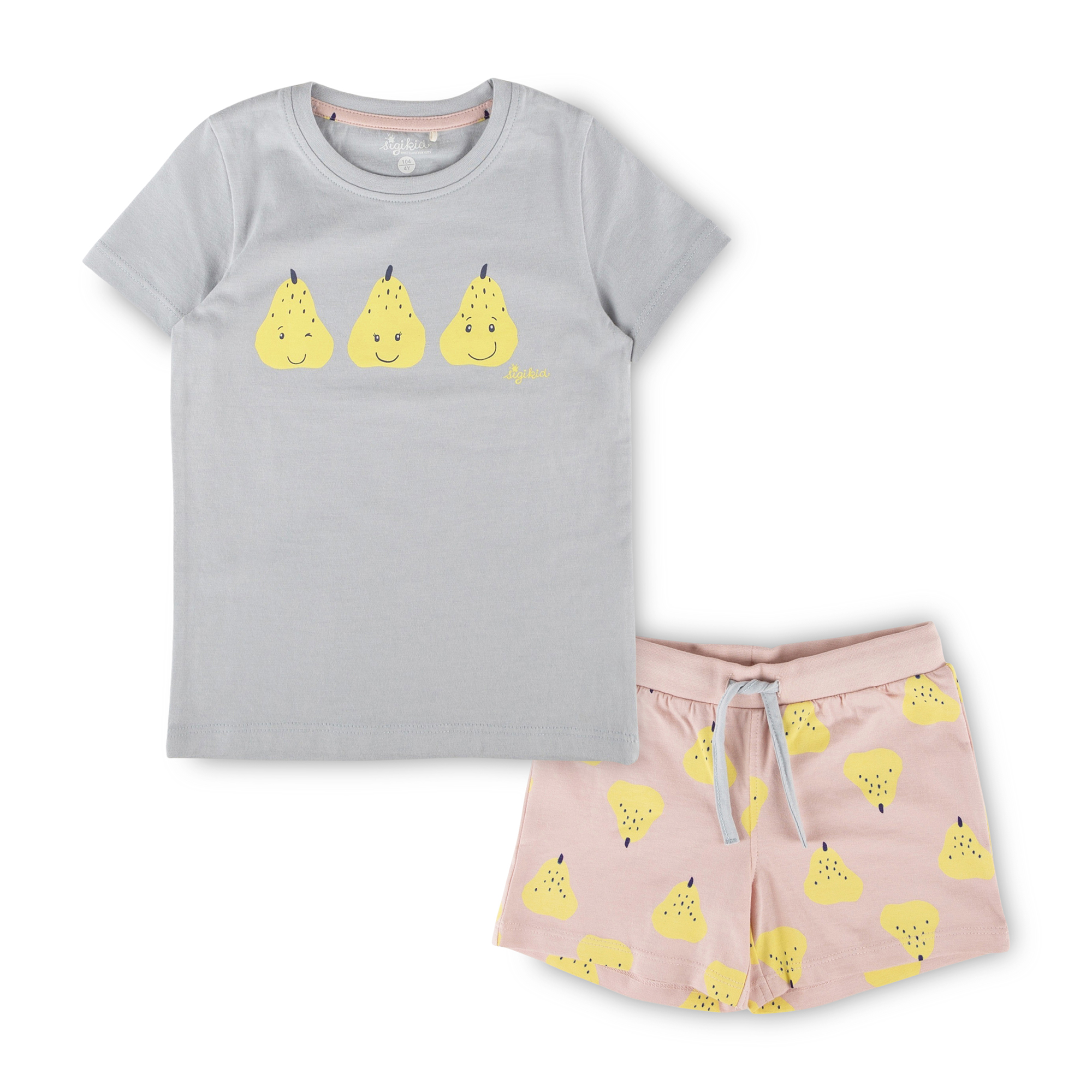 Kurzer Kinder Pyjama Früchtchen, pastellblau/rosa Kurzer Kinder Pyjama Früchtchen, pastellblau/rosa
