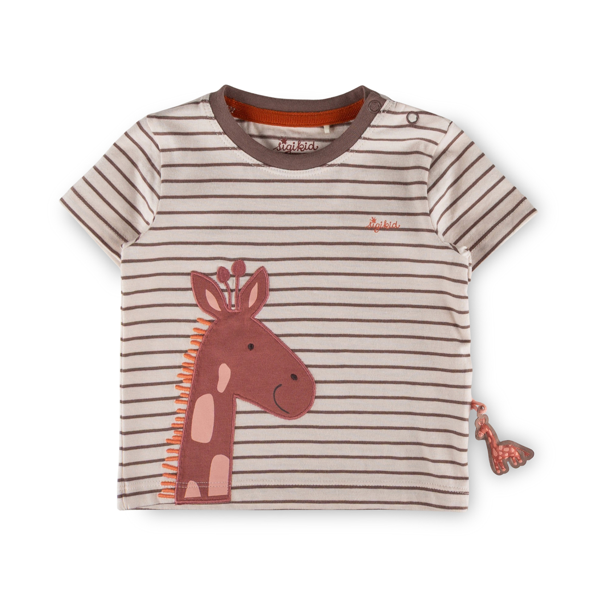 Baby Ringel T-Shirt Giraffe, weiß/braun