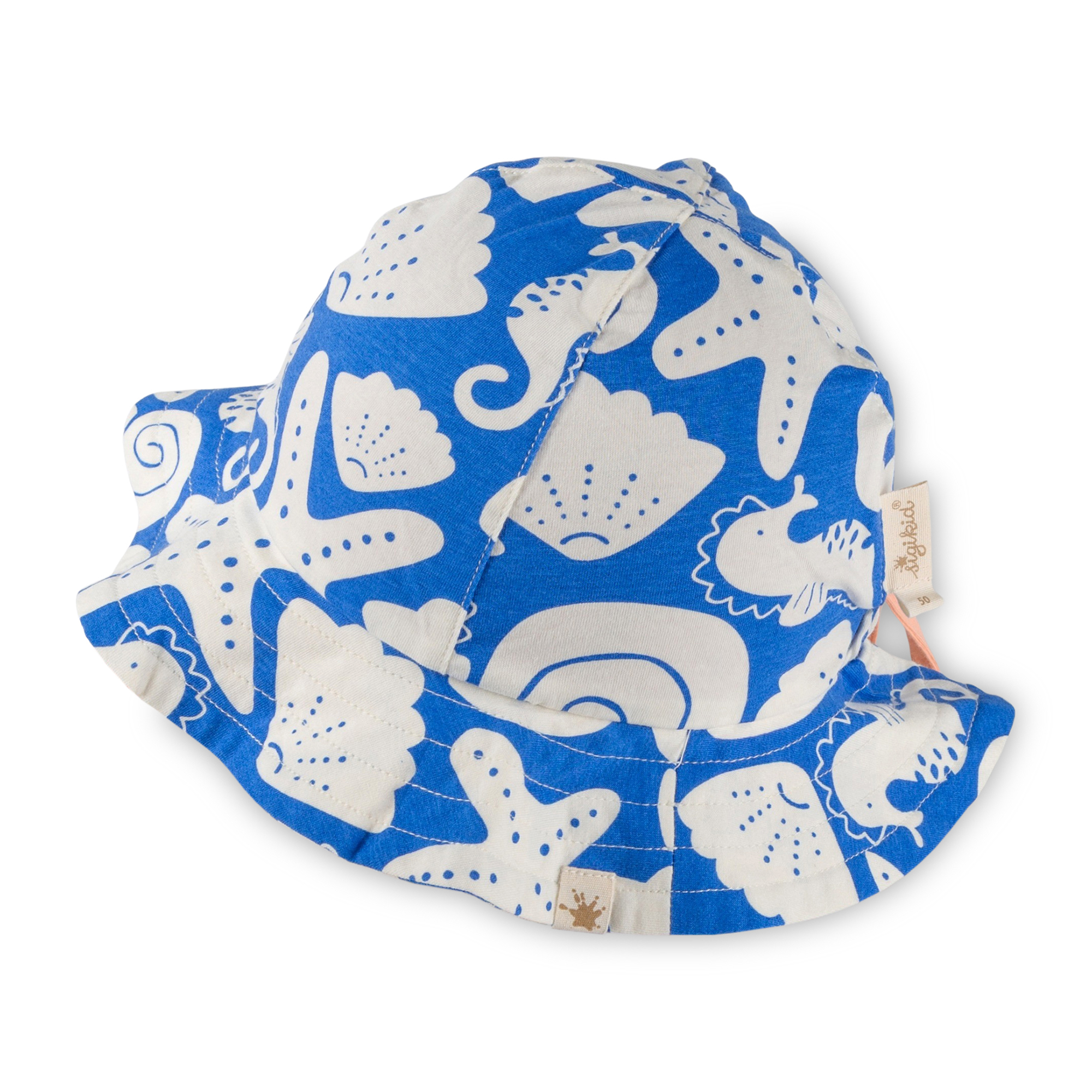 Kinder Sonnenhut Strand Print, blau mit weiß