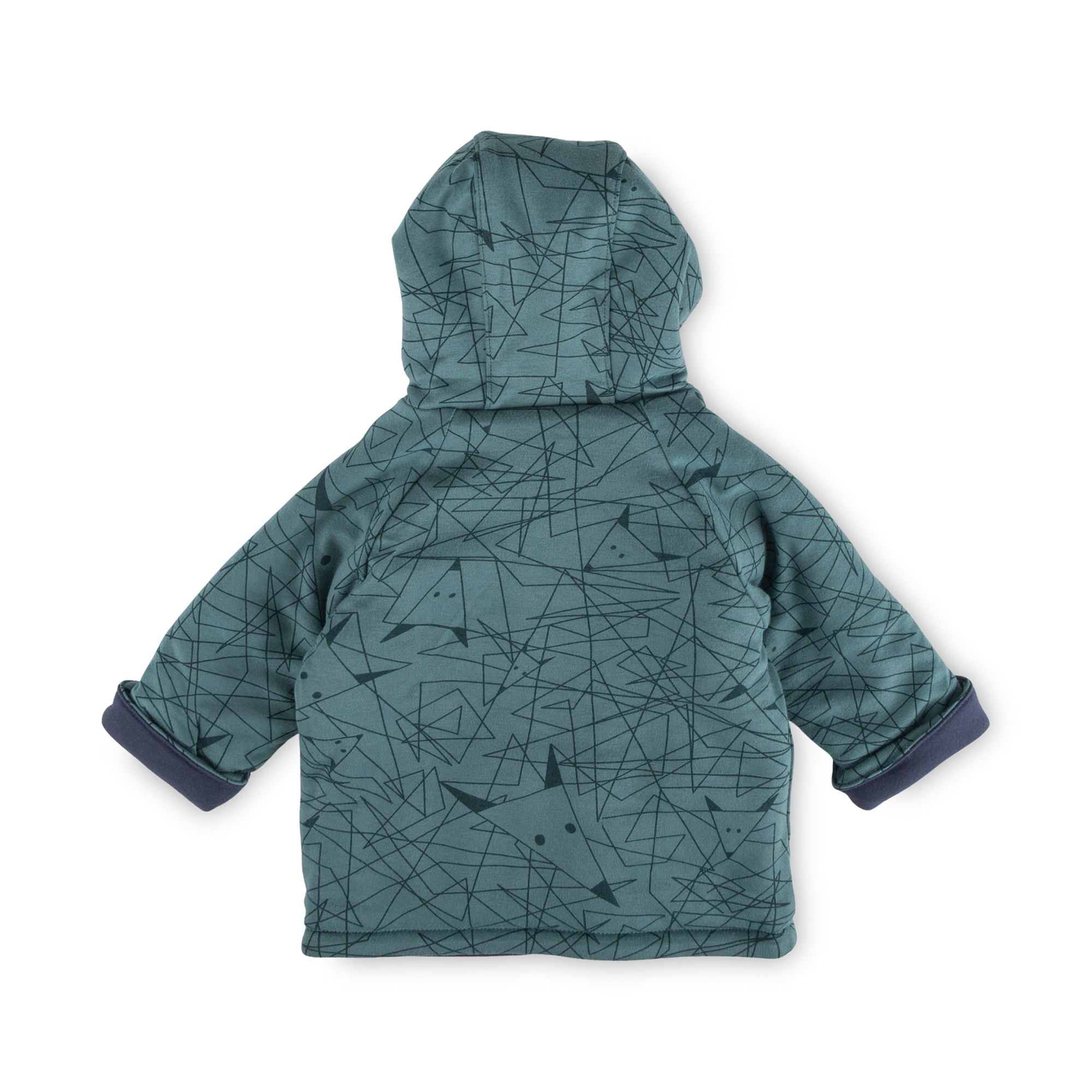 Reversible hooded baby jacket Wild Fox, interlined