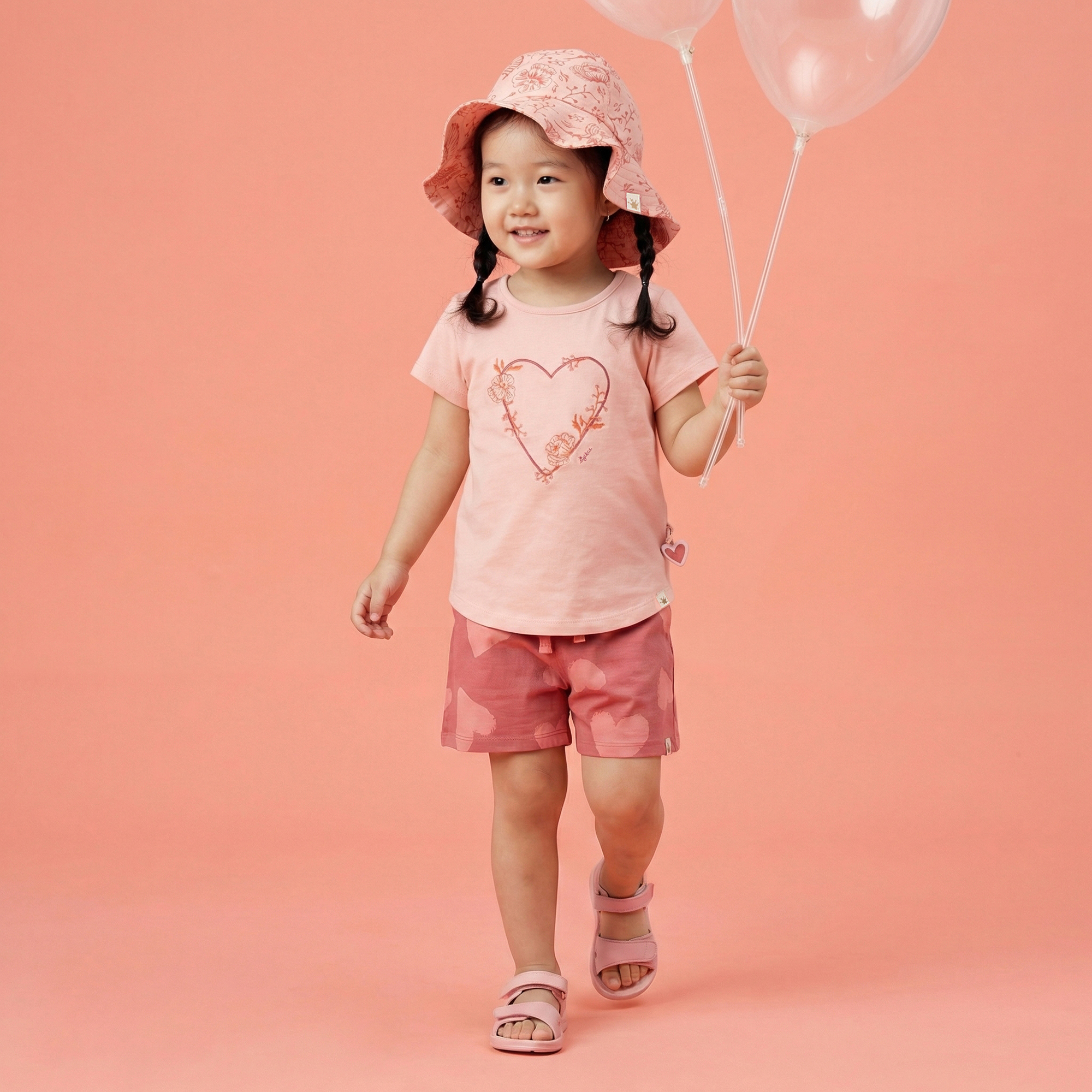 Children's flared jersey shorts hearts, Spring Birds