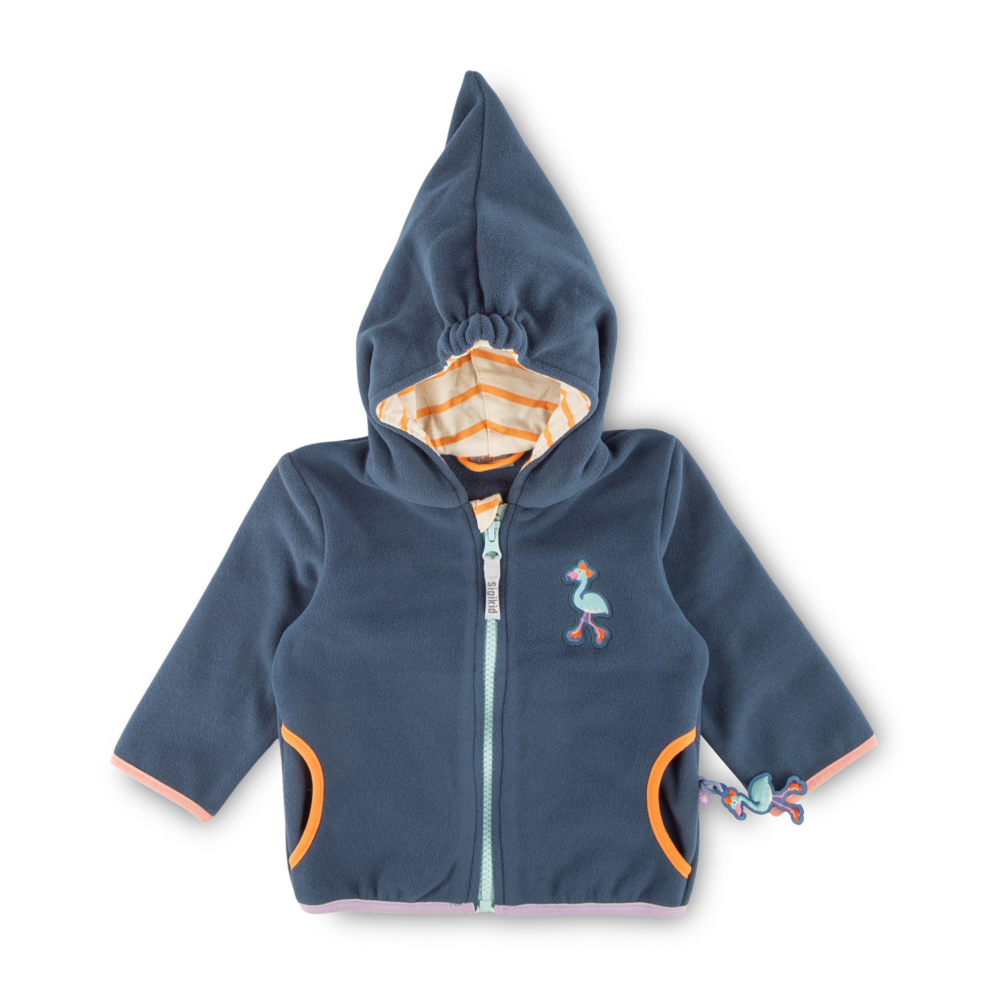 Dunkelblaue Baby Fleecejacke Wild Flamingo
