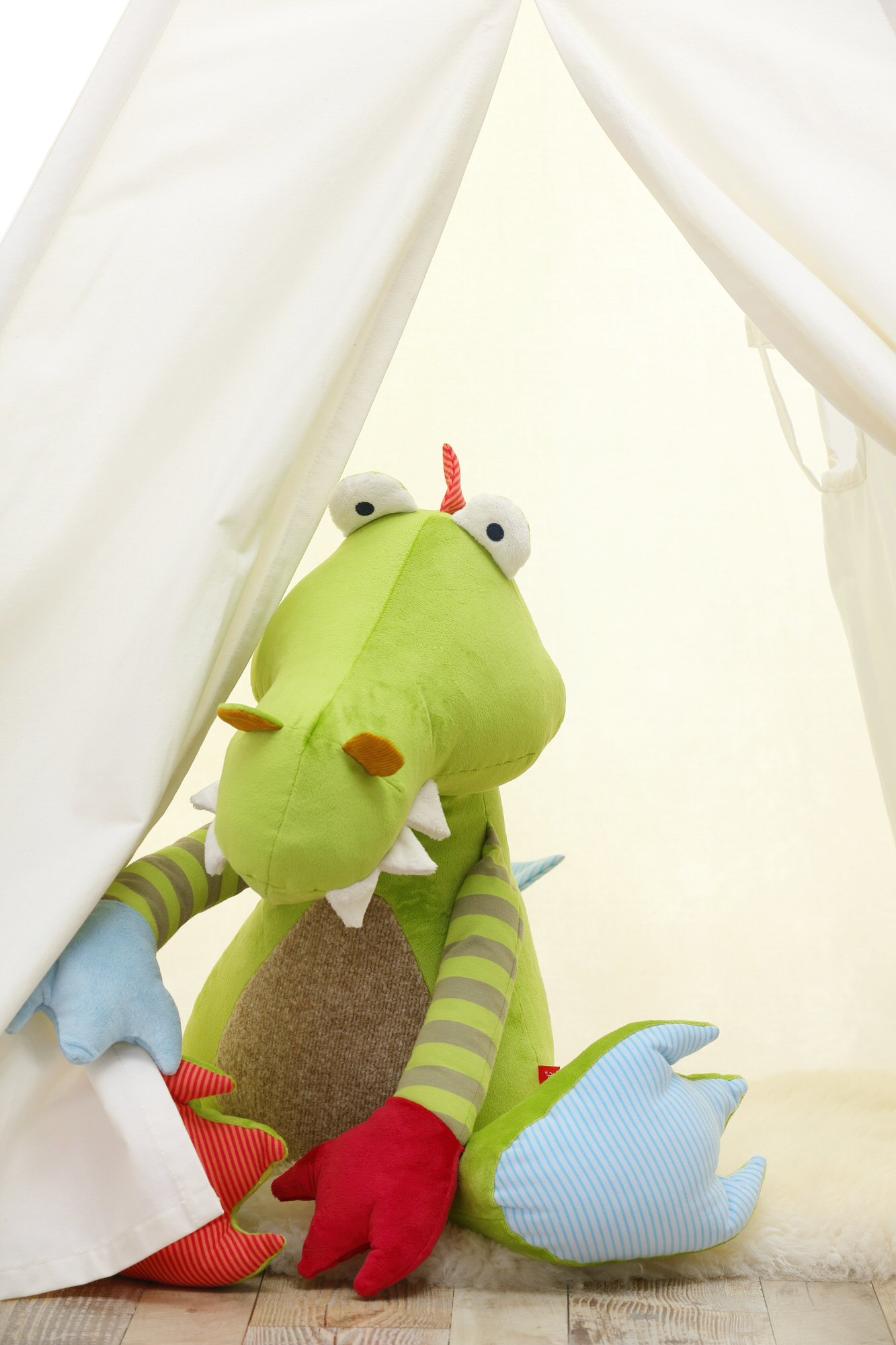 XXL Kuscheltier Drache im Patchworkstil