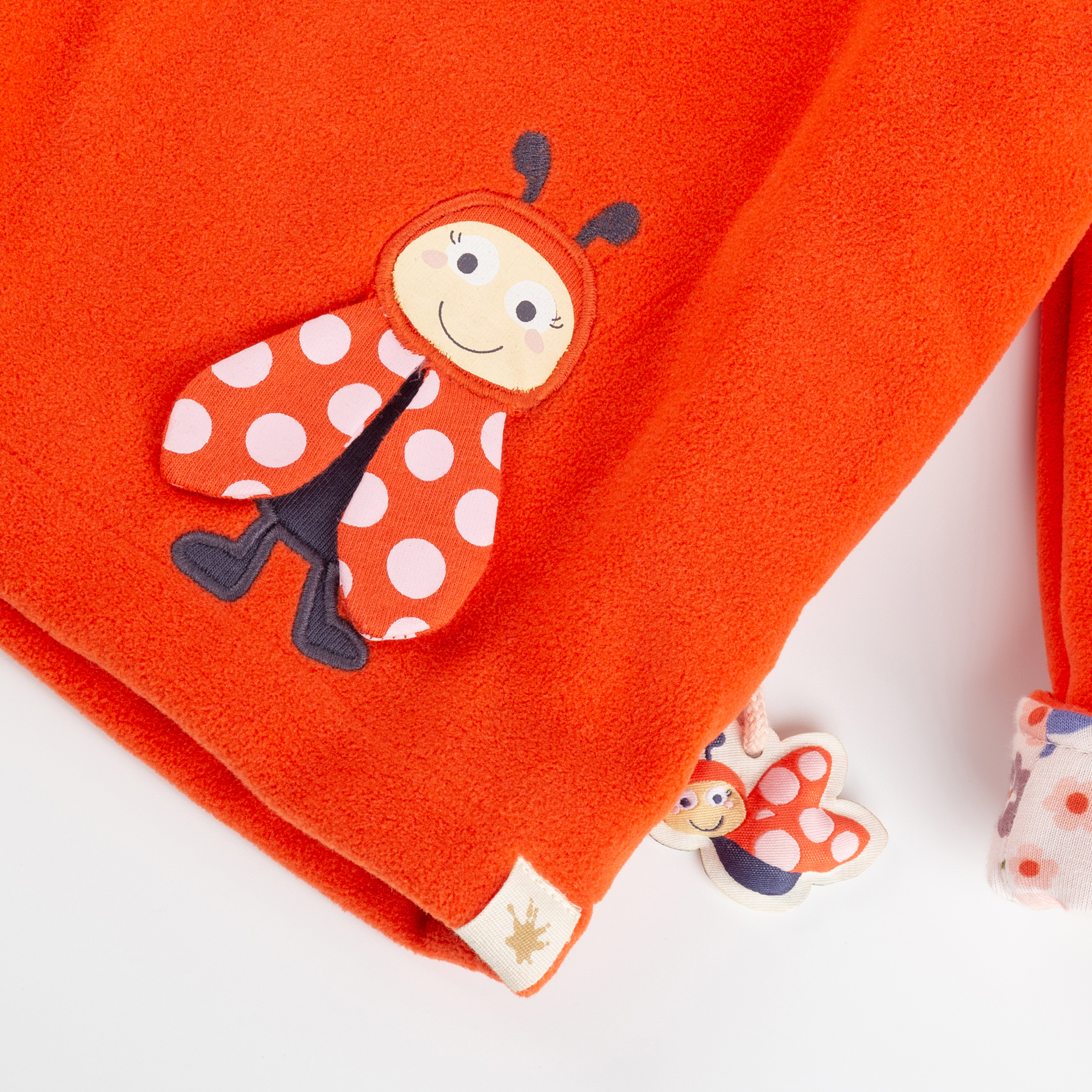 Kinder Fleecejacke Marienkäfer mit Kapuze, gefüttert