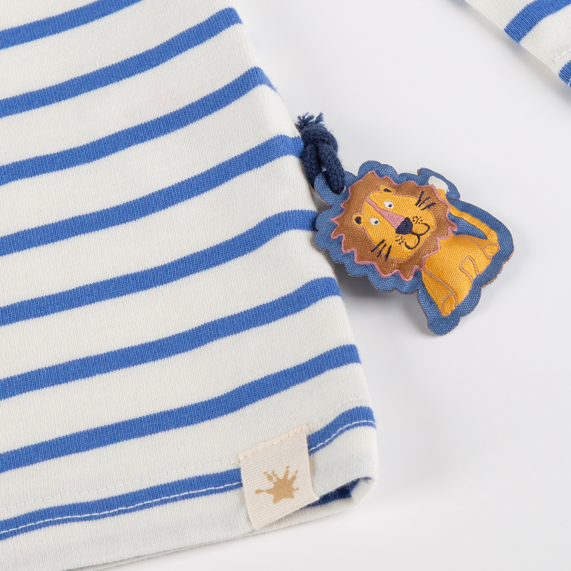 Kinder Ringel Langarmshirt Tiger & Löwe blau/weiß