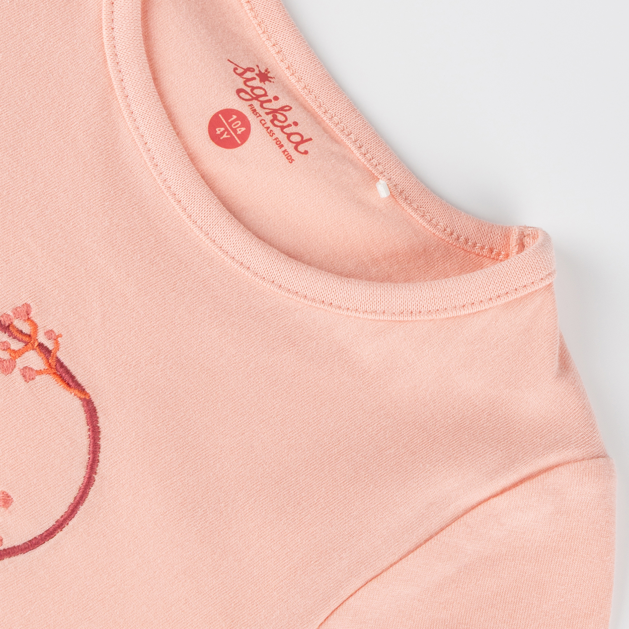 Kinder T-Shirt mit gesticktem Herz Motiv, rosa