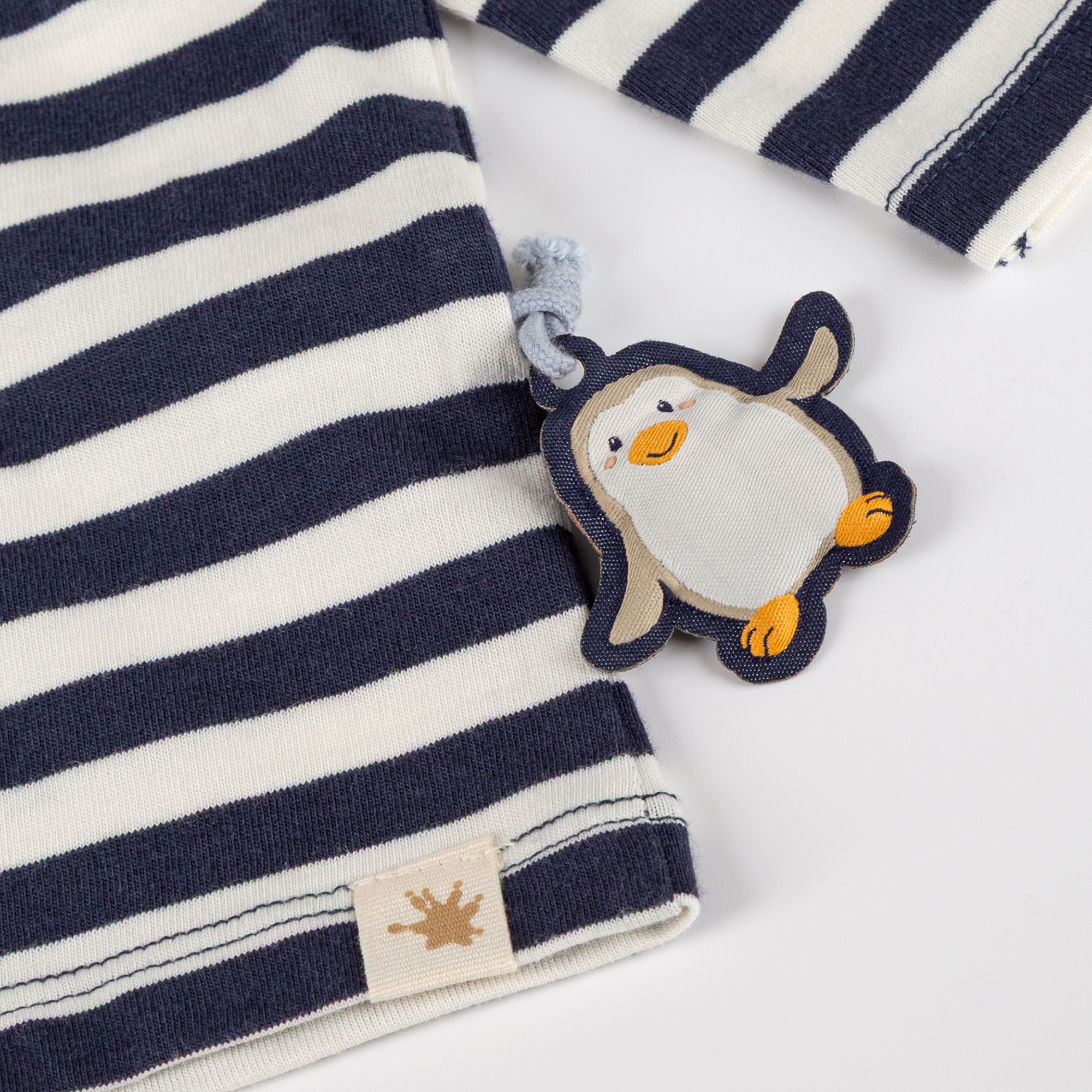 Baby Langarmshirt Pinguin Polar Friends blau/weiß geringelt