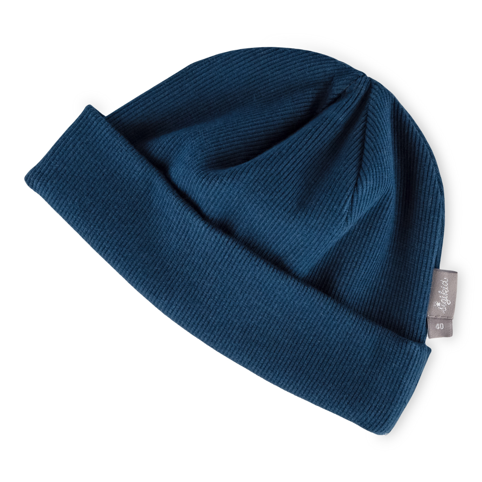 Blaue Babymütze mit Umschlag Blaue Babymütze mit Umschlag