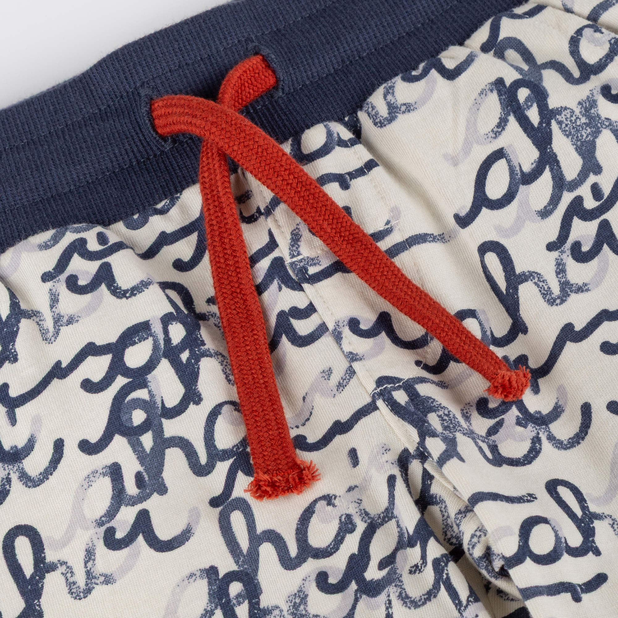 Kinder Bermuda "Ahoi" Print, weiß mit blau