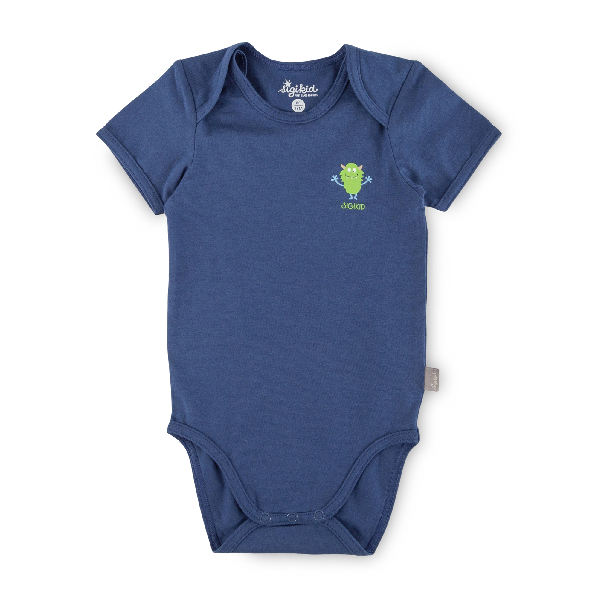Kurzarm Baby Body Monster, blau Kurzarm Baby Body Monster, blau