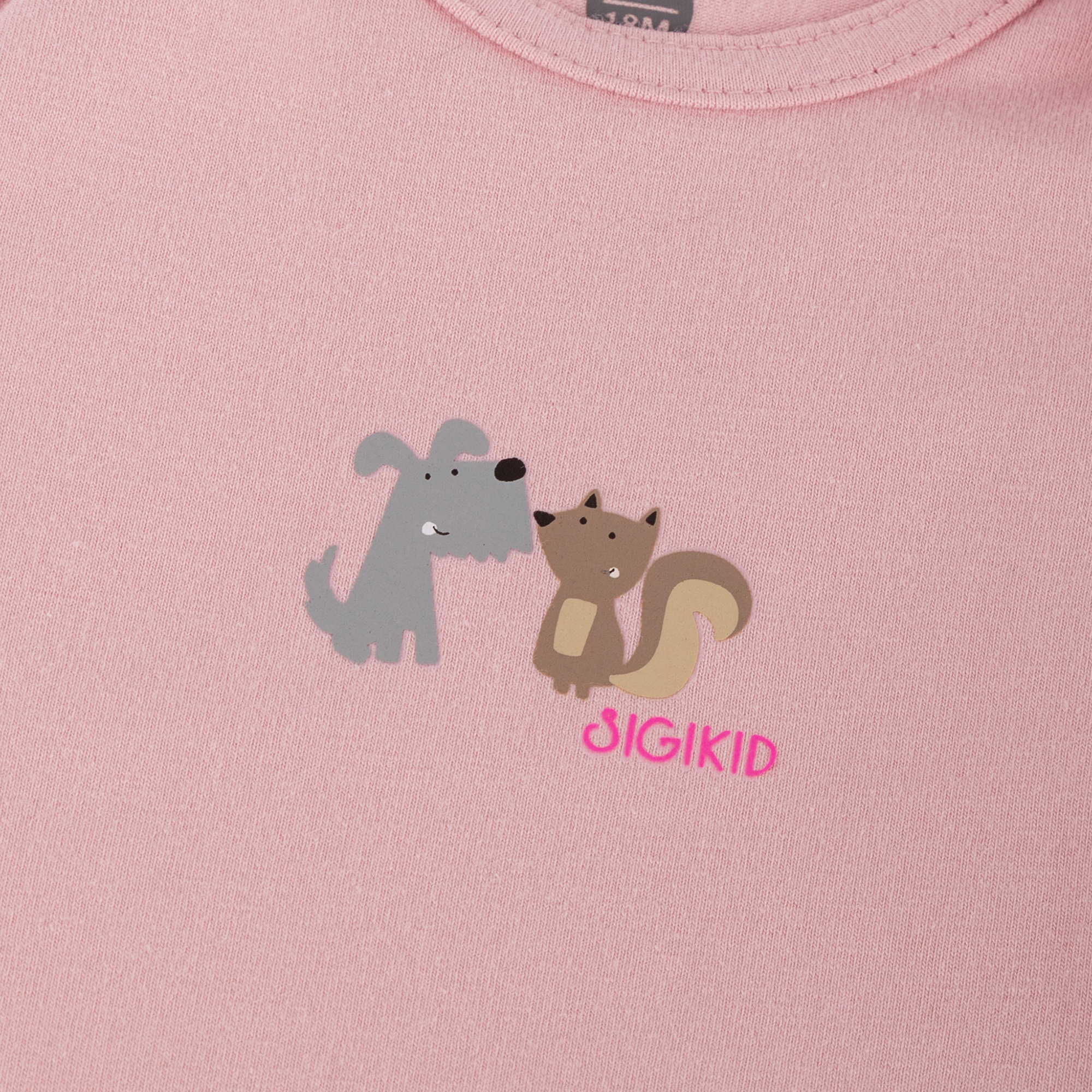 Langarm Baby Body Hund und Eichhörnchen, rosa